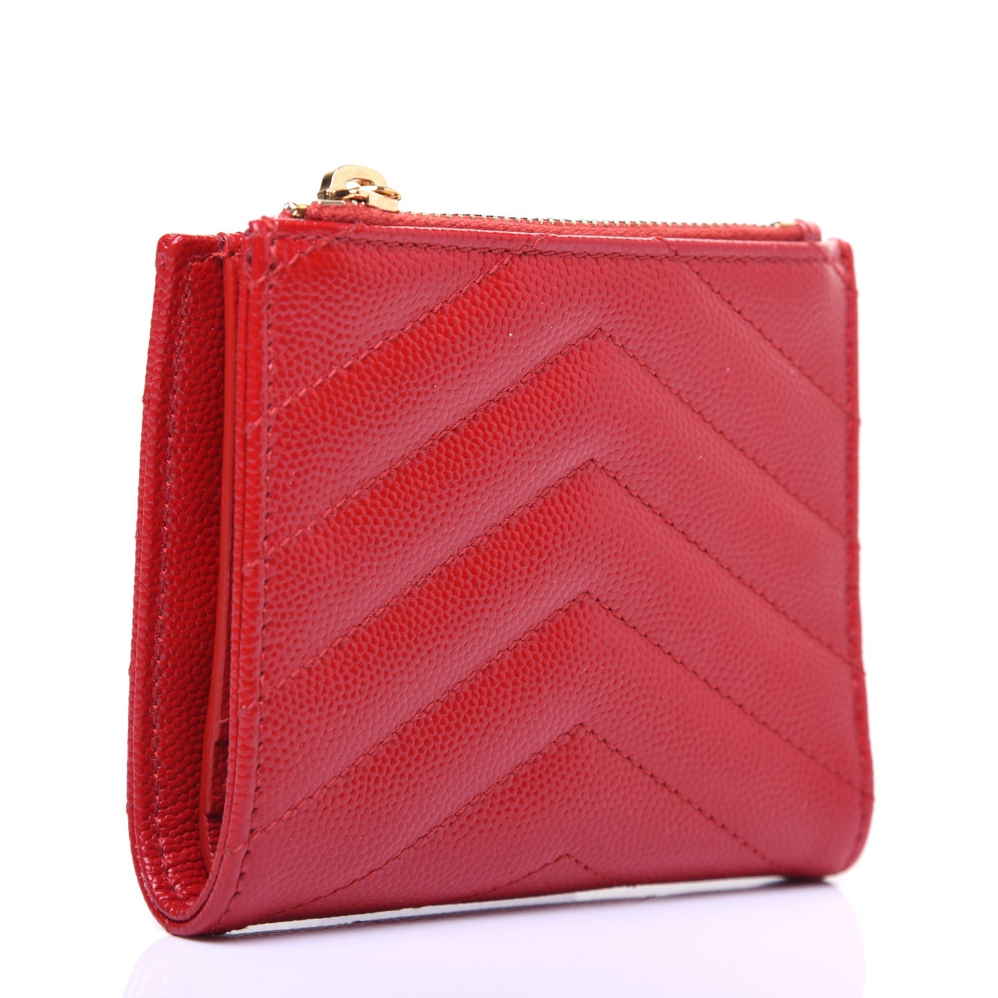 Grain De Poudre Matelasse Chevron Monogram Zipped Card Case Bandana Red