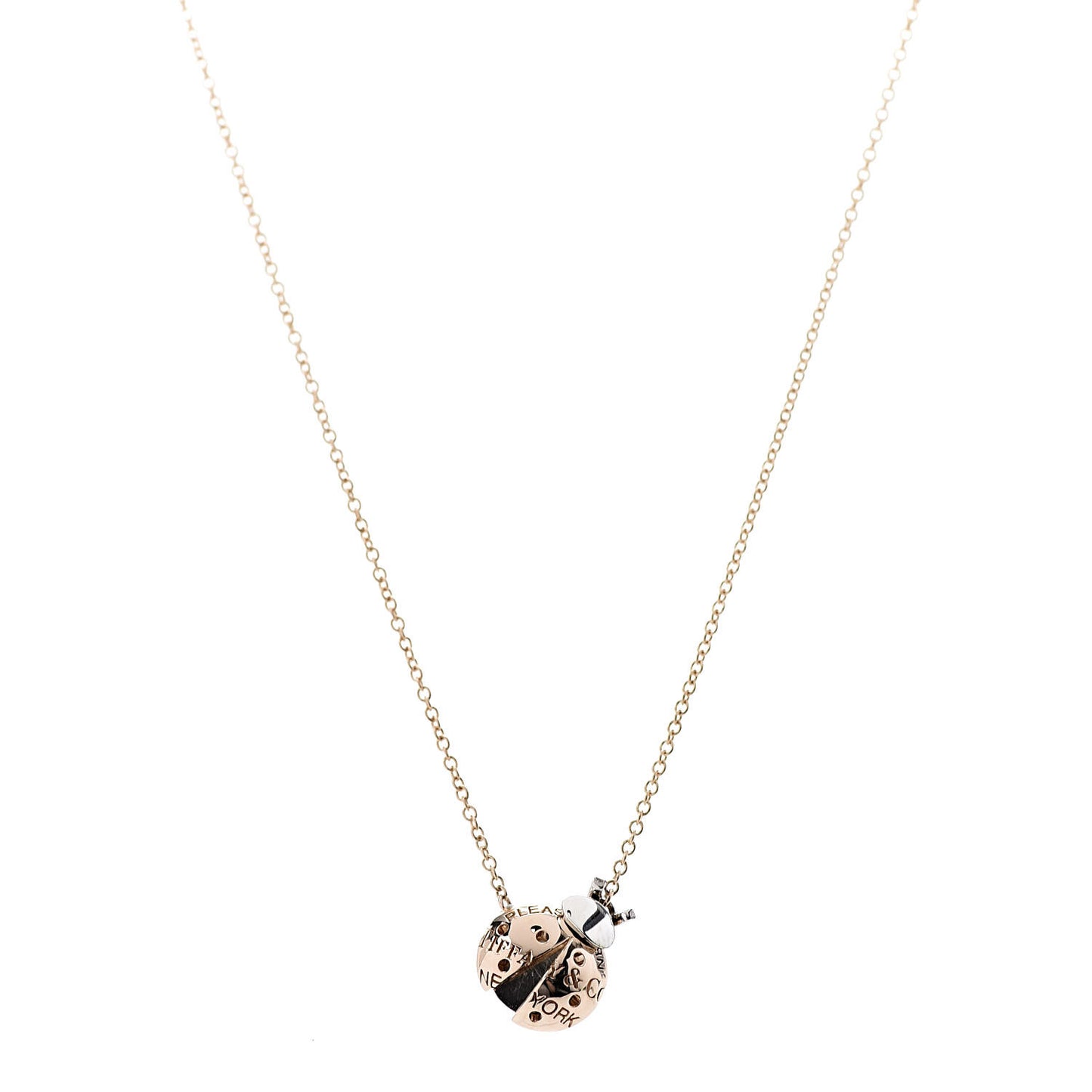 18K Rose Gold Sterling Silver Return to Love Bugs Ladybug Pendant Necklace