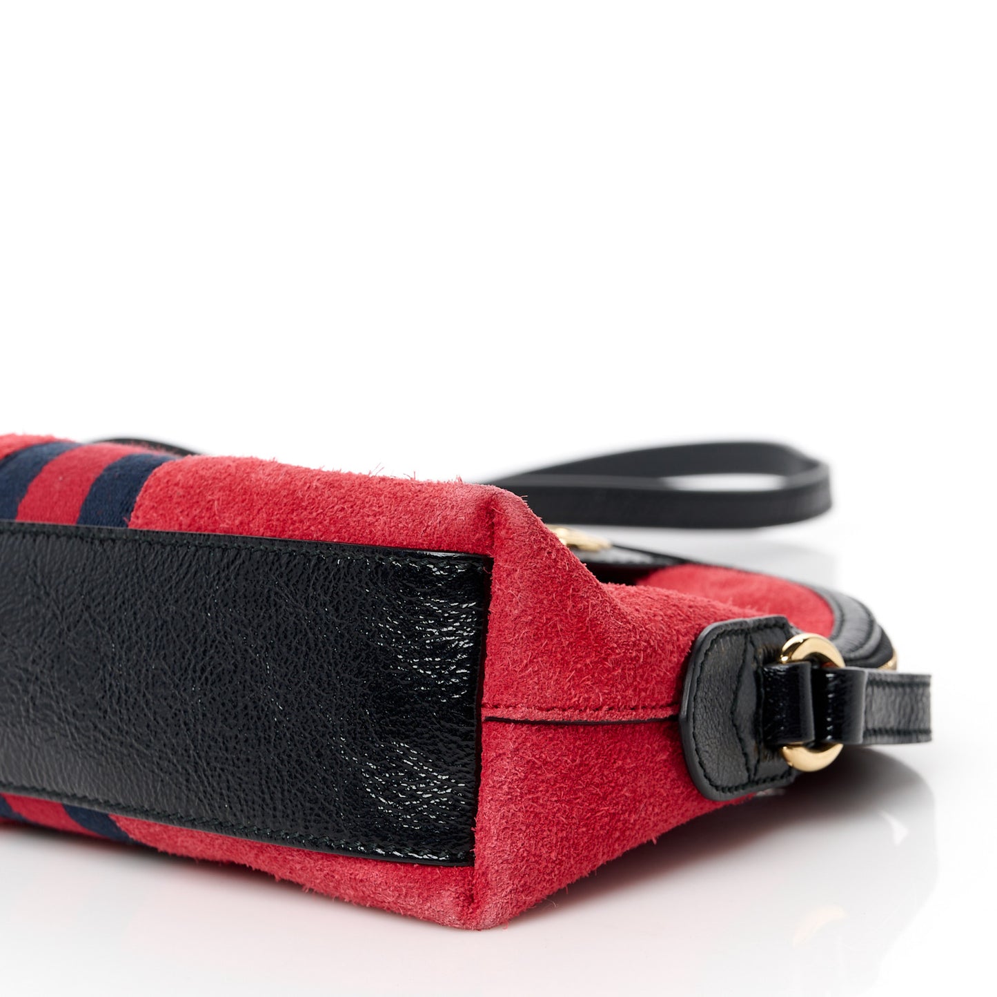 Suede Patent Web GG Small Ophidia Dome Shoulder Bag Hibiscus Red