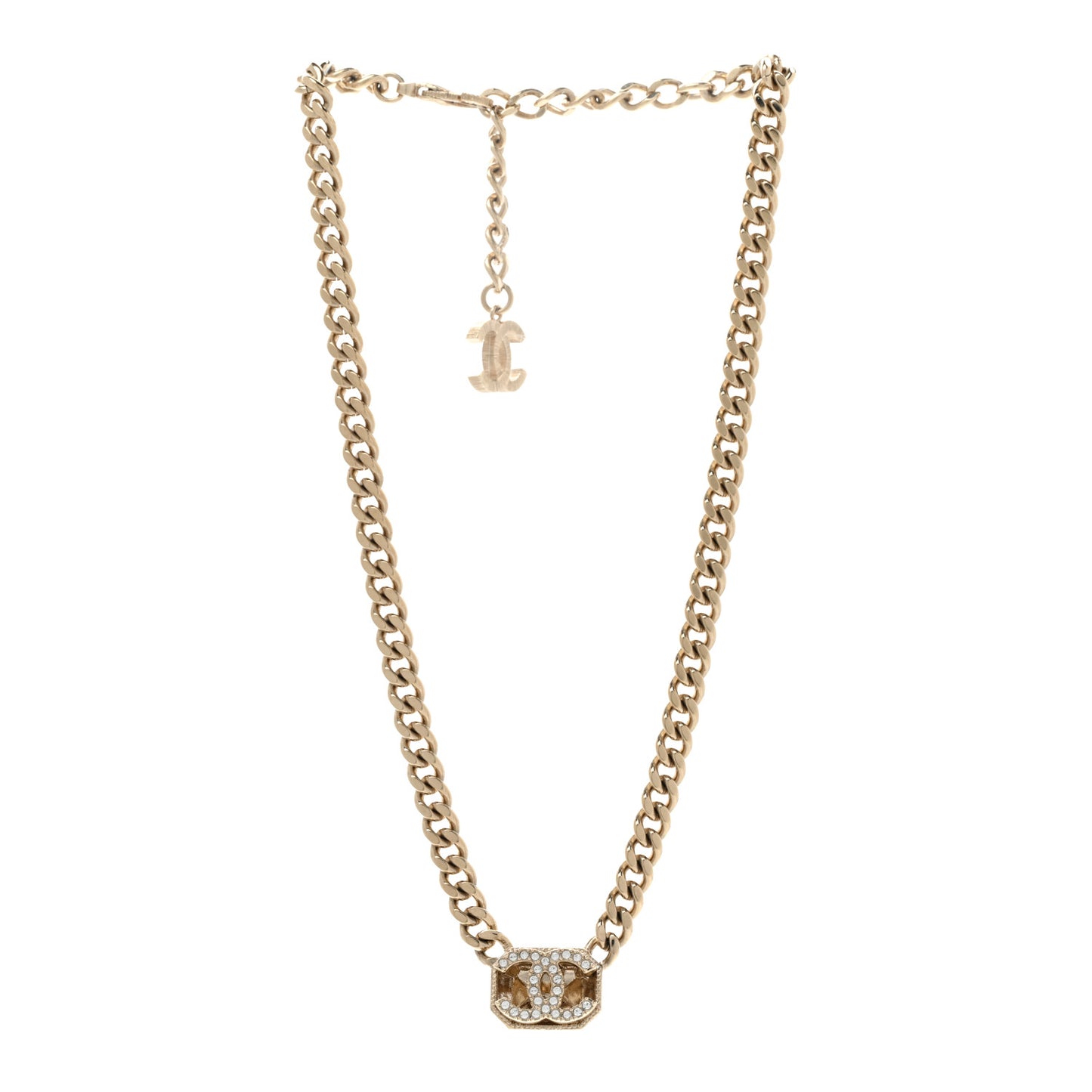 Crystal CC Chain Necklace Gold