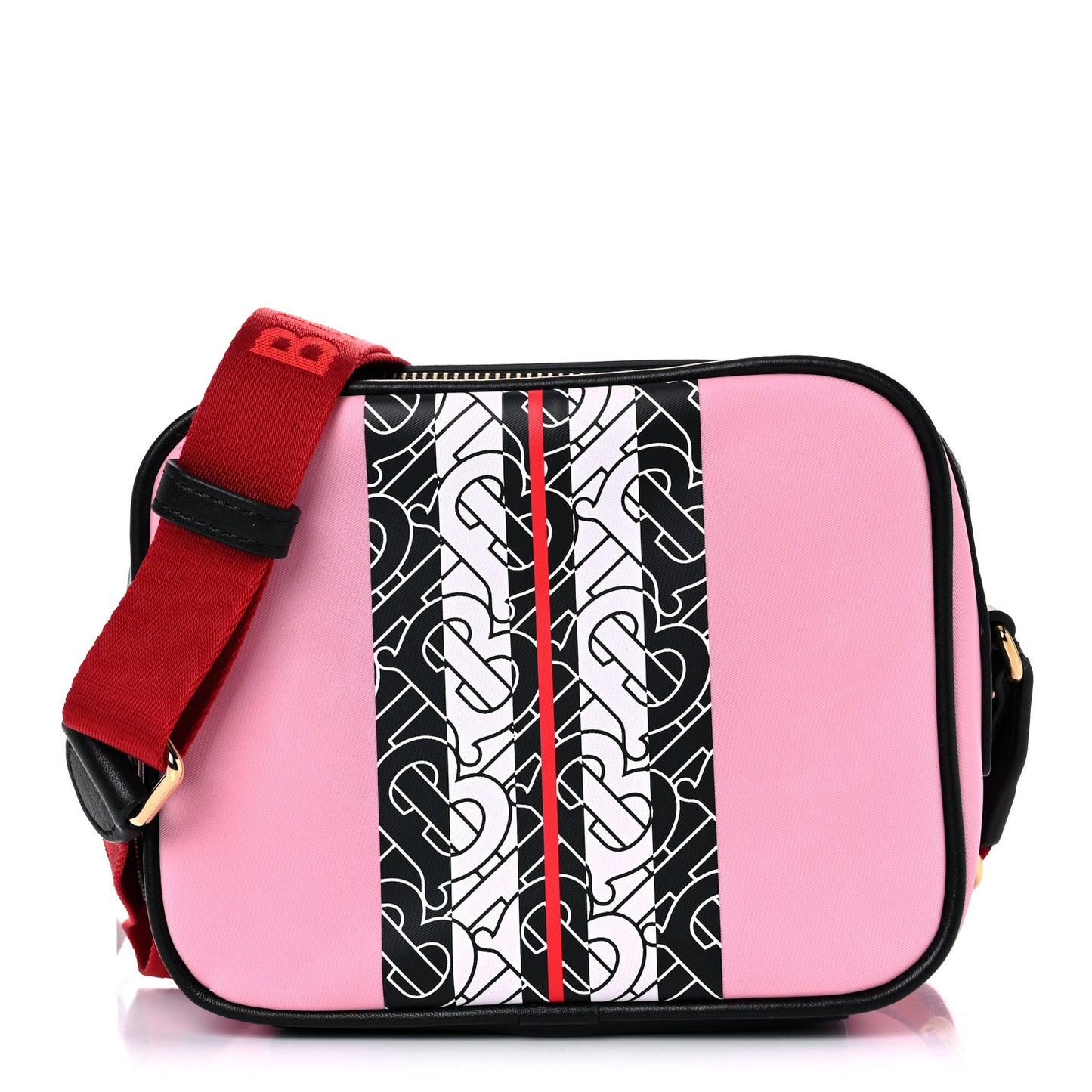 E-Canvas Monogram Stripe Crossbody Bag Pink