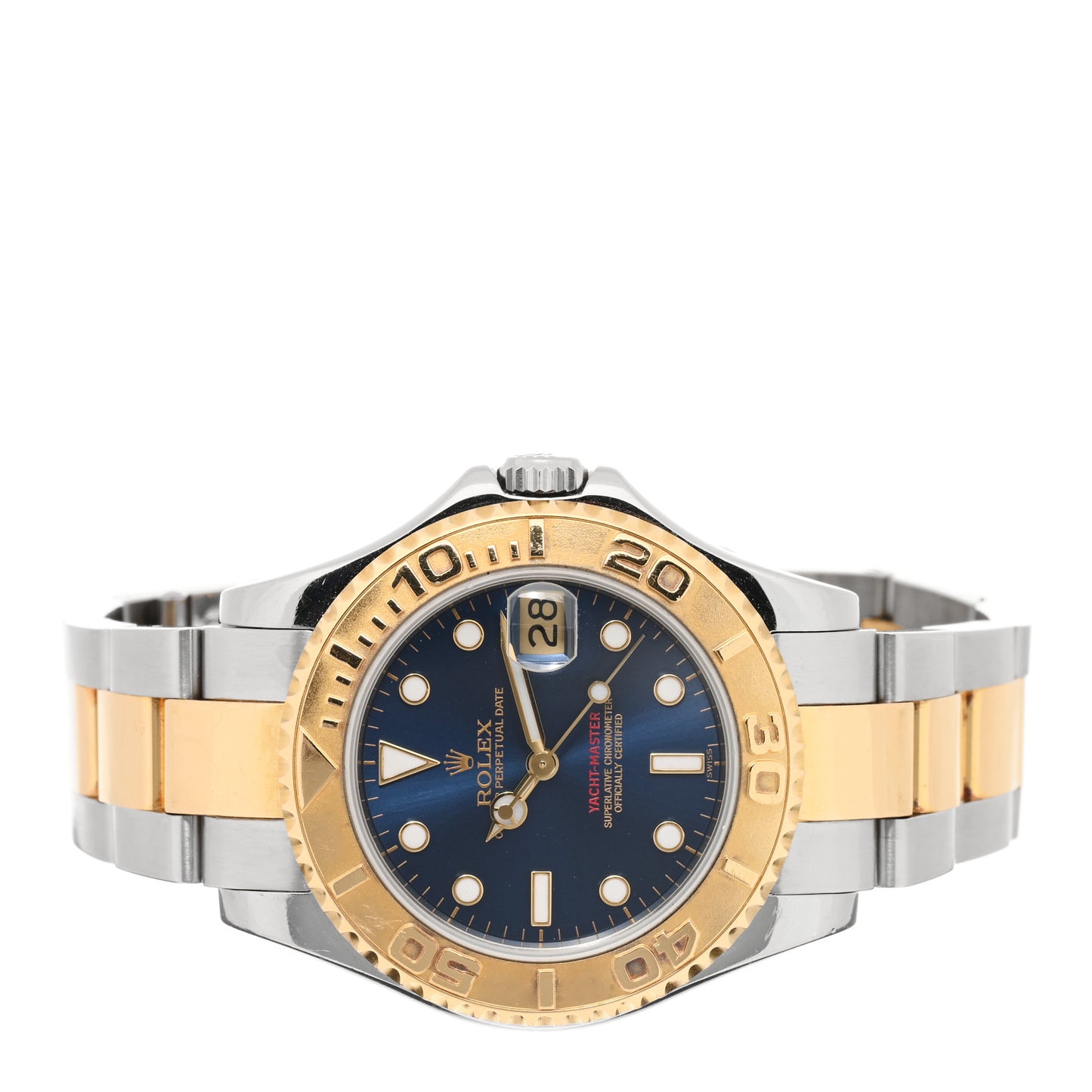 Stainless Steel 18K Yellow Gold 35mm Oyster Perpetual Date Yacht-Master Watch Blue 68623