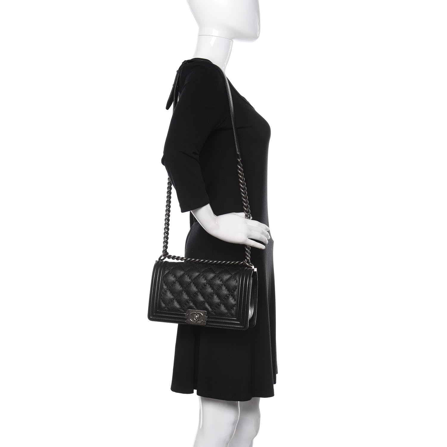 Chanel Calfskin Double Stitch Medium Boy Flap Black 2 of 12