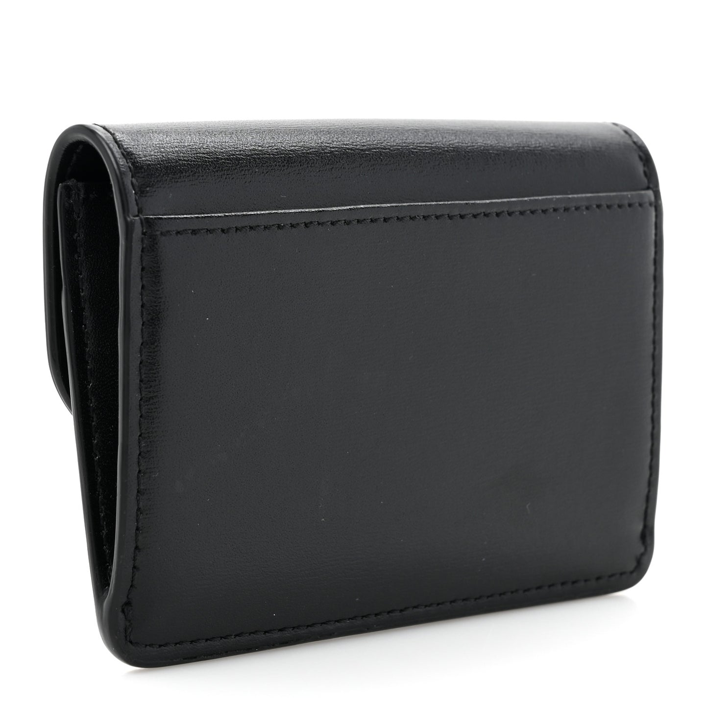 Shiny Calfskin Triomphe Flap Card Holder Black