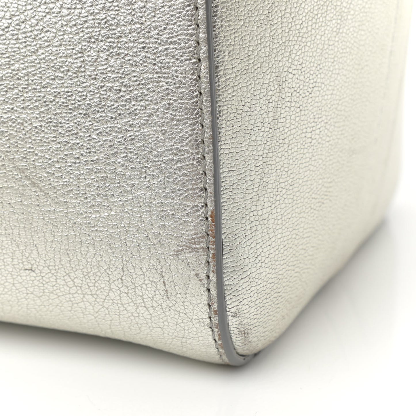 Metallic Sugar Goatskin Small Antigona Silver