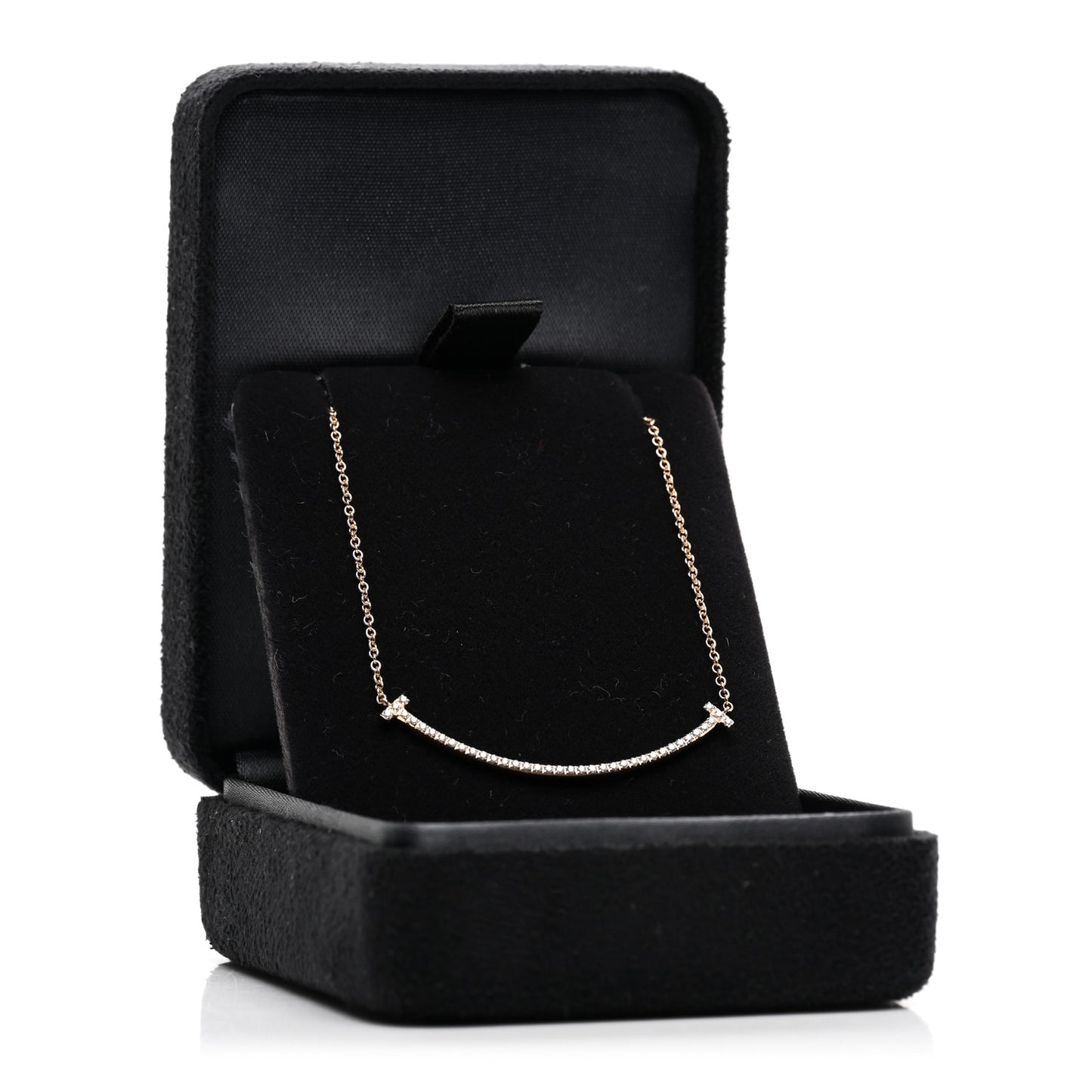 18K Rose Gold Diamond Small T Smile Pendant Necklace