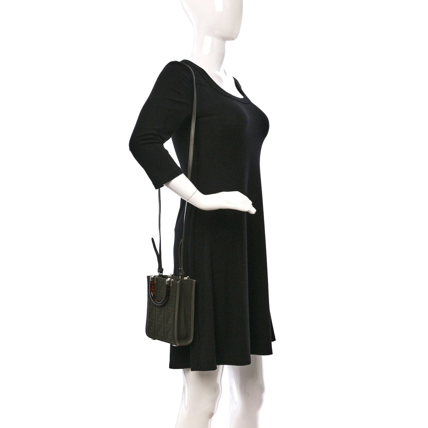 Technical Fabric Vitello Ceylon Plexiglass FF Mini Fendi Sunshine Shopper Tote Wood