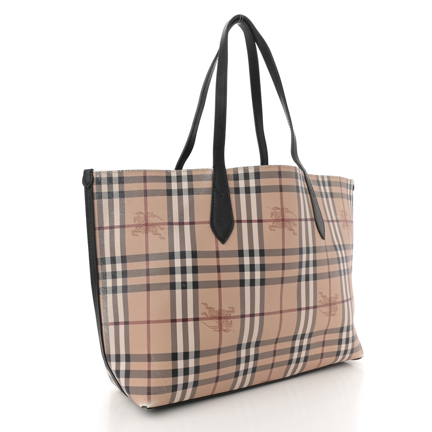 Burberry Grainy Calfskin Haymarket Check Medium Reversible Tote Black 5 of 23