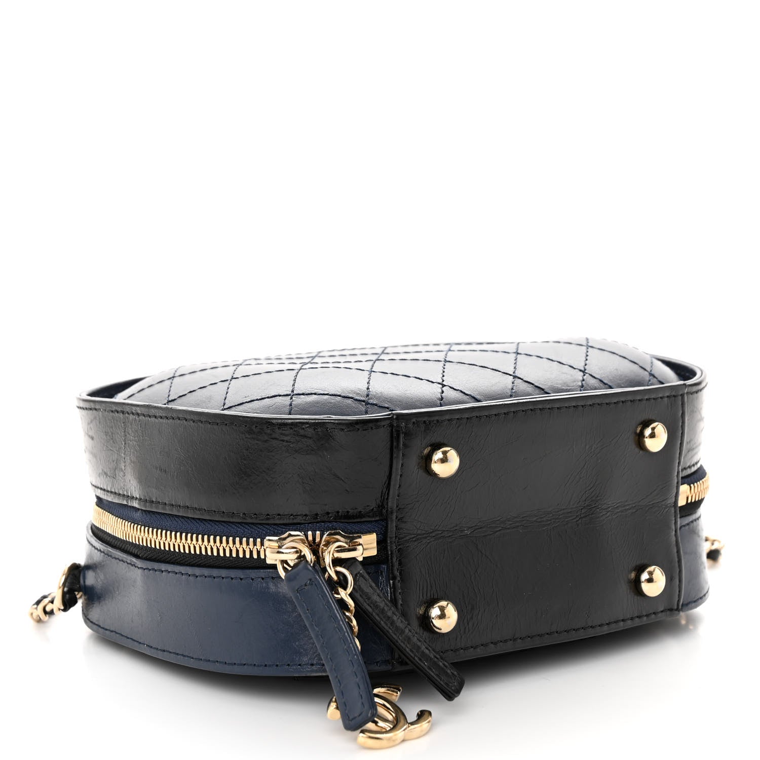 Chanel Calfskin Stitched Vanity Case Black Navy 4 of 10