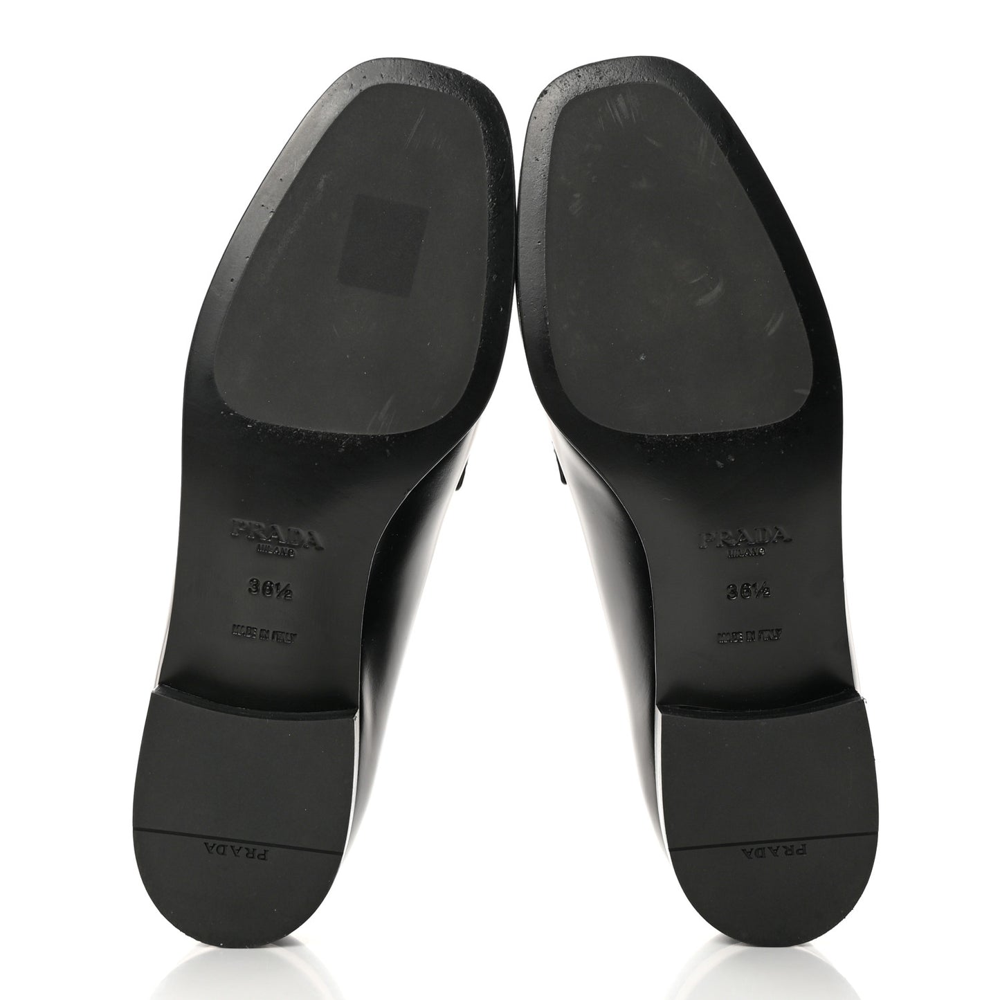Brushed Calfskin Metal Triangle Logo 20mm Loafers 36.5 Black