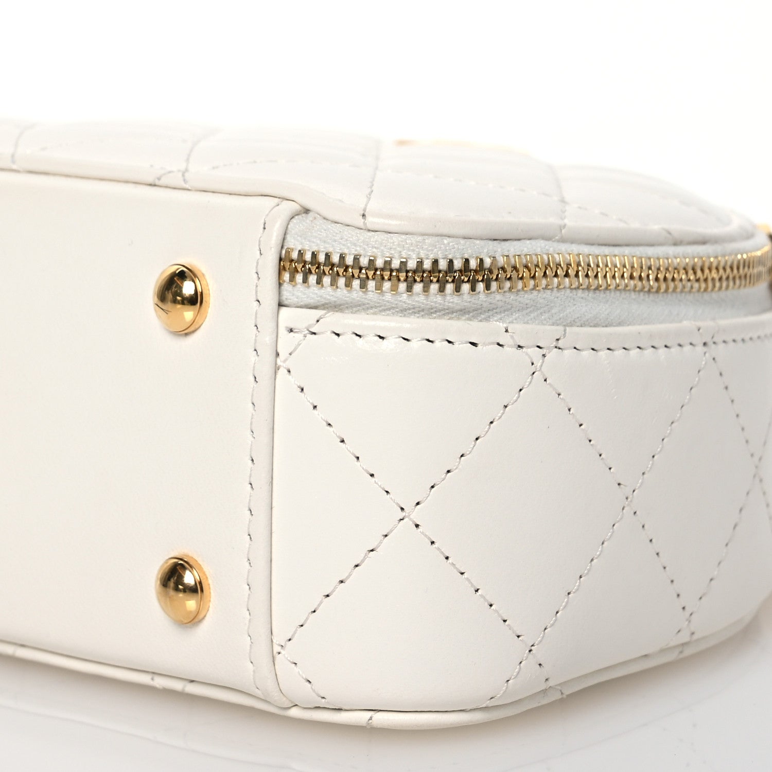 Chanel Lambskin Quilted Small Chic Riviera Top Handle Vanity Case White 10 of 15