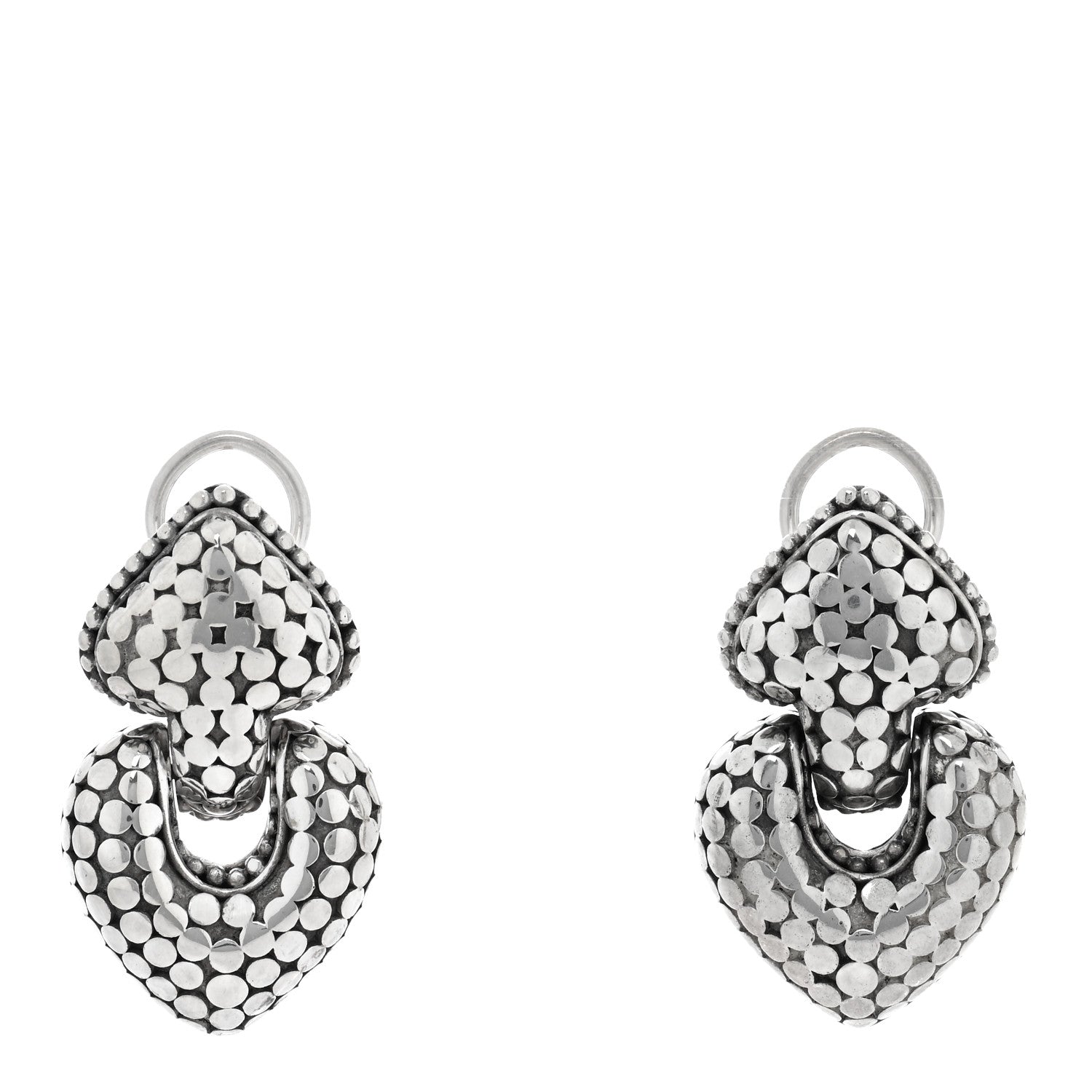 John Hardy Sterling Silver Dot Door Knocker Heart Drop Earrings 1 of 4
