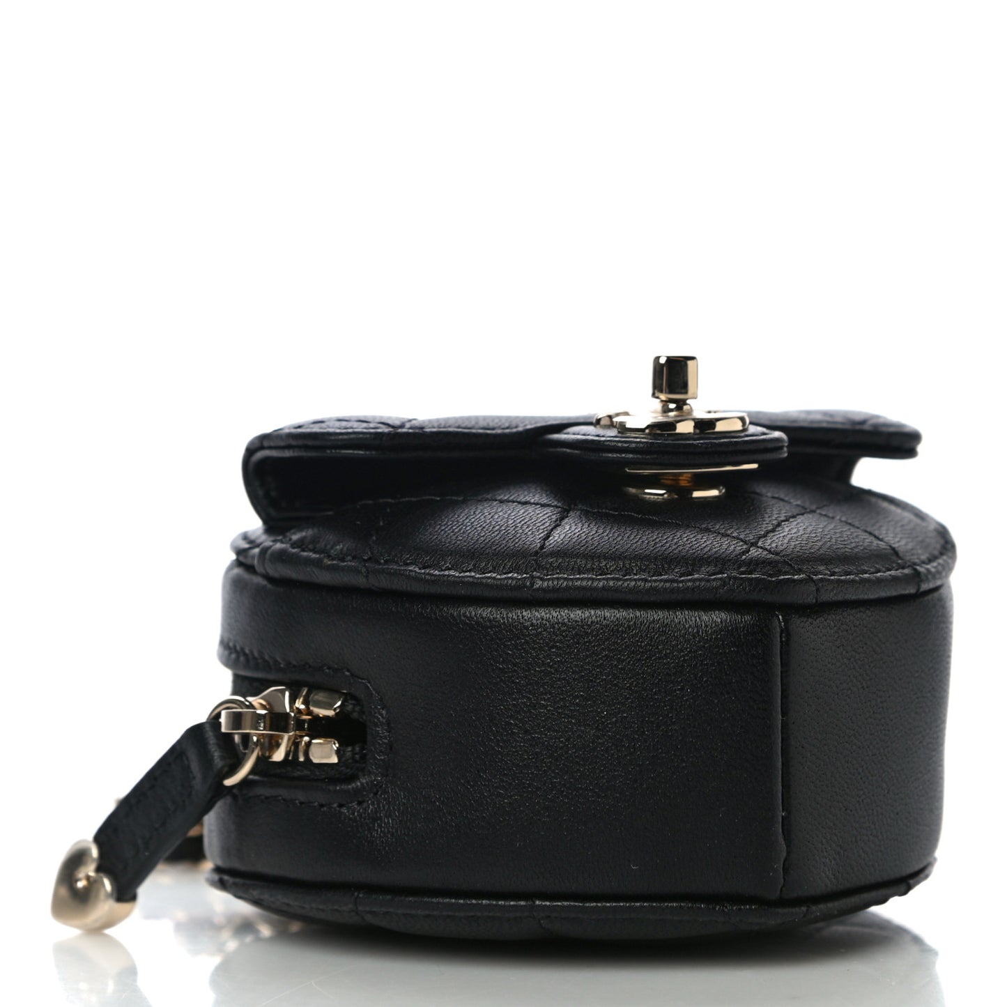 Lambskin Quilted CC In Love Heart Coin Purse With Chain Black