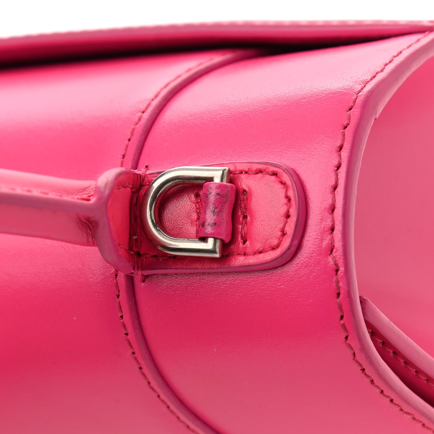 Shiny Box Calfskin Small Hourglass Top Handle Bag Acid Fuchsia
