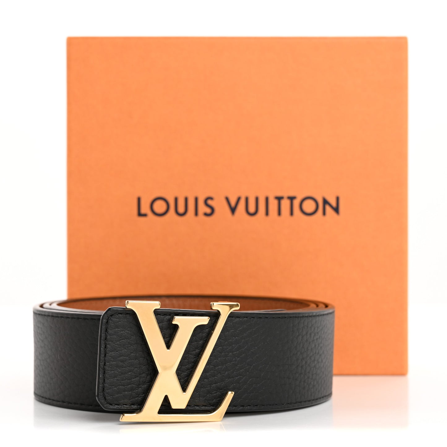 Taurillon Calfskin 30mm LV Initiales Reversible Belt 110 44 Black