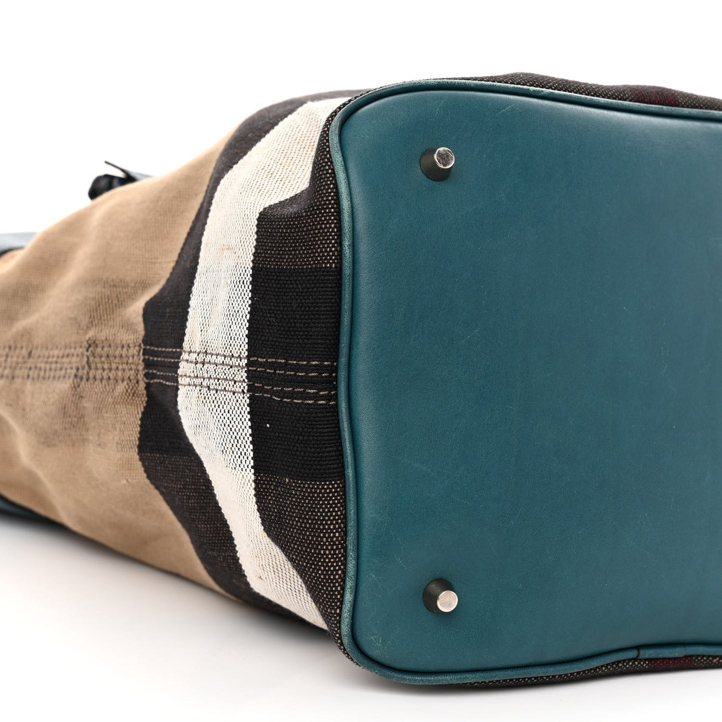 Grainy Calfskin Canvas Mega Check Medium Ashby Tassel Hobo Blue