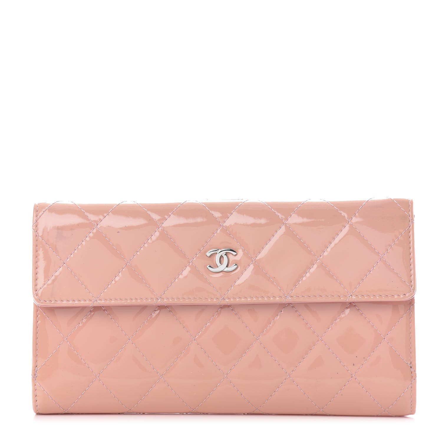 Chanel Patent Calfskin Quilted Flap Wallet Pink 1 of 12