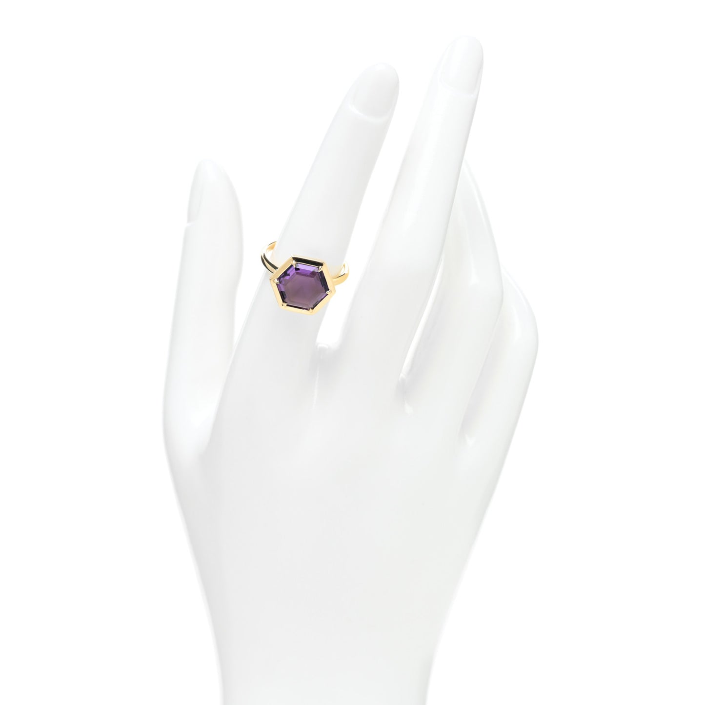 18K Yellow Gold Amethyst Paloma Picasso Studio Hexagon Ring 54 7