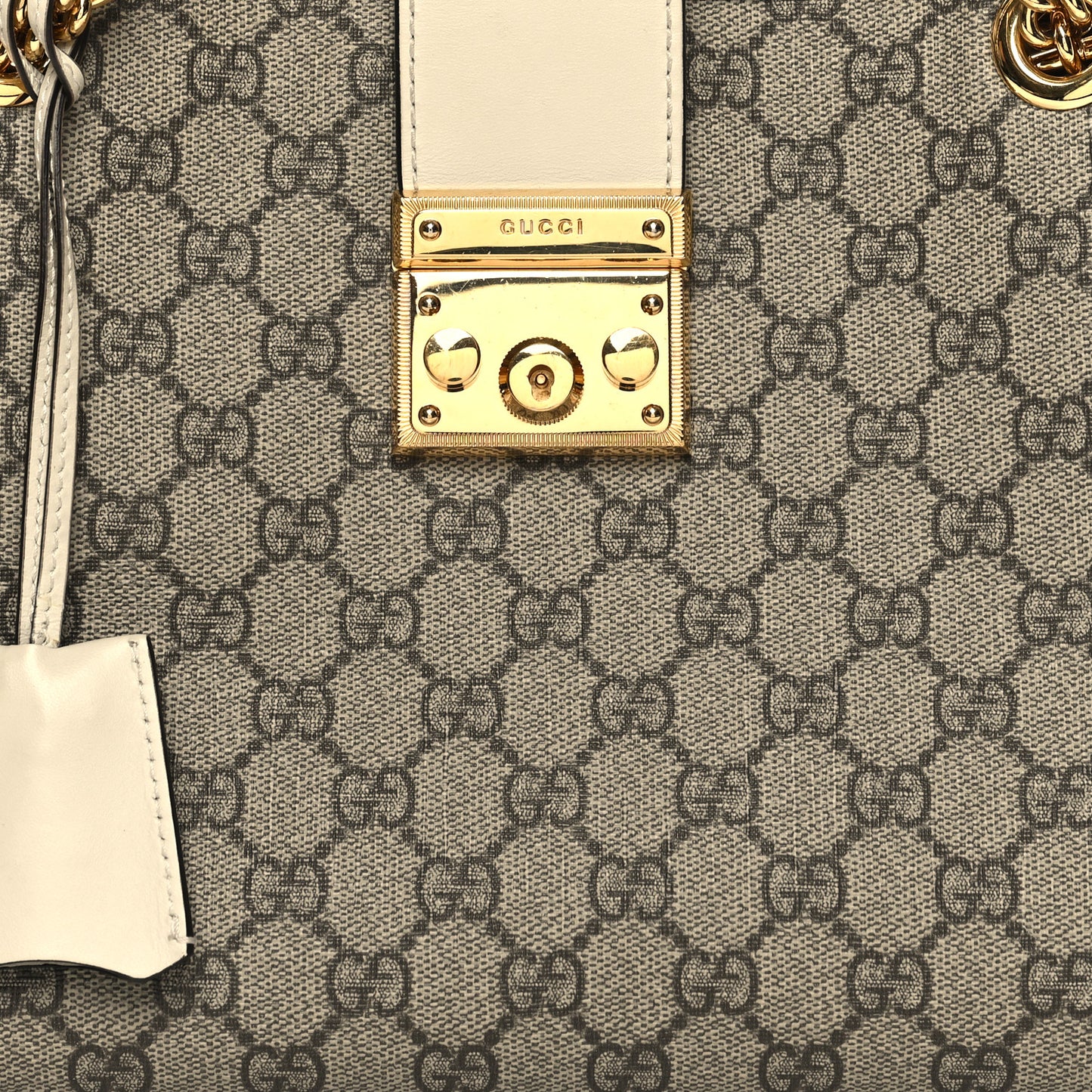 GG Supreme Monogram Medium Padlock Tote White