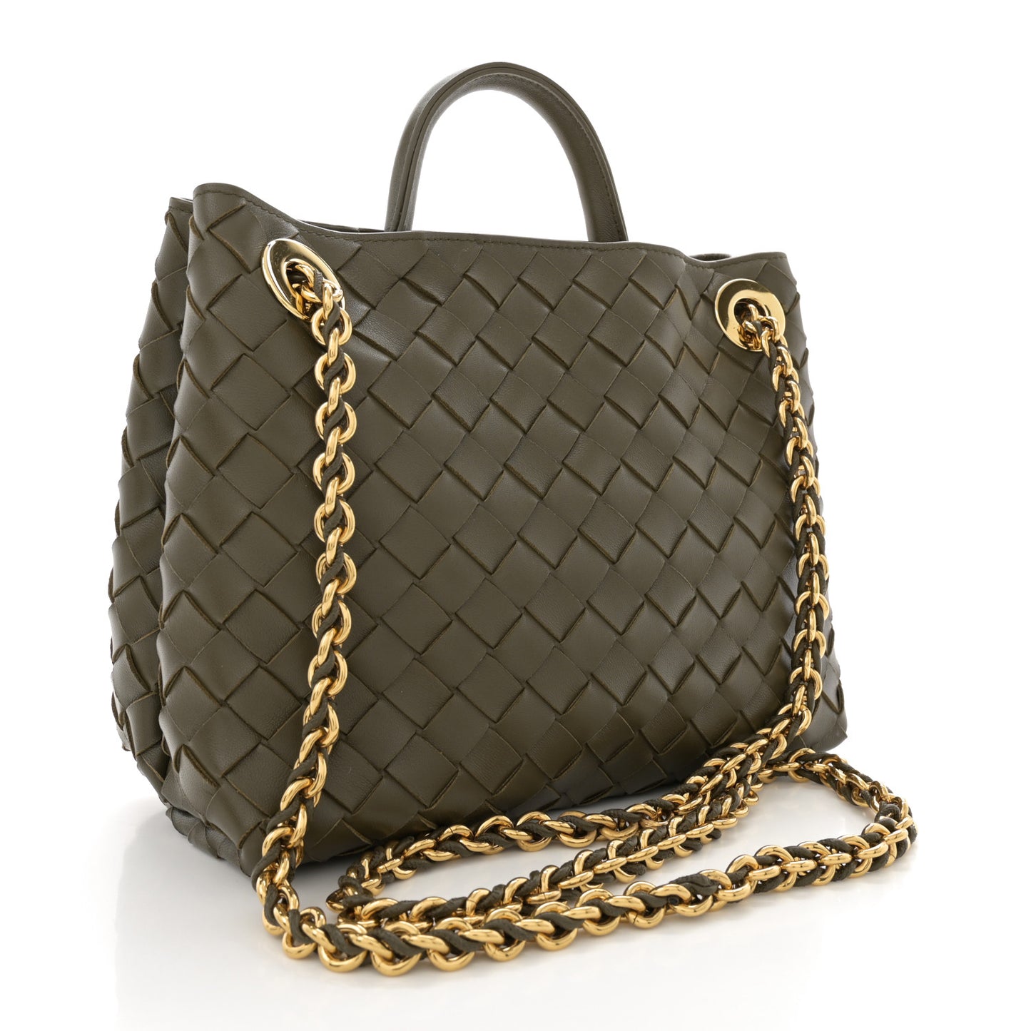 Nappa Intrecciato Small Andiamo With Chain Shoulder Bag Pinecone