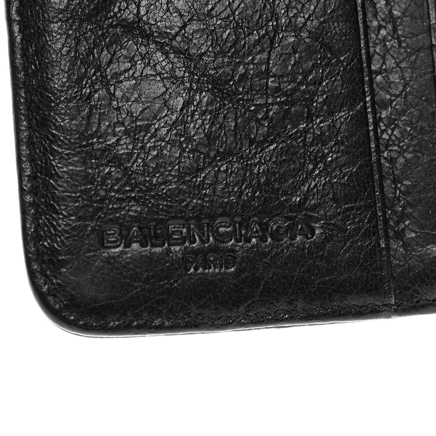 Agneau Classic Gold Hardware Compact Wallet Black