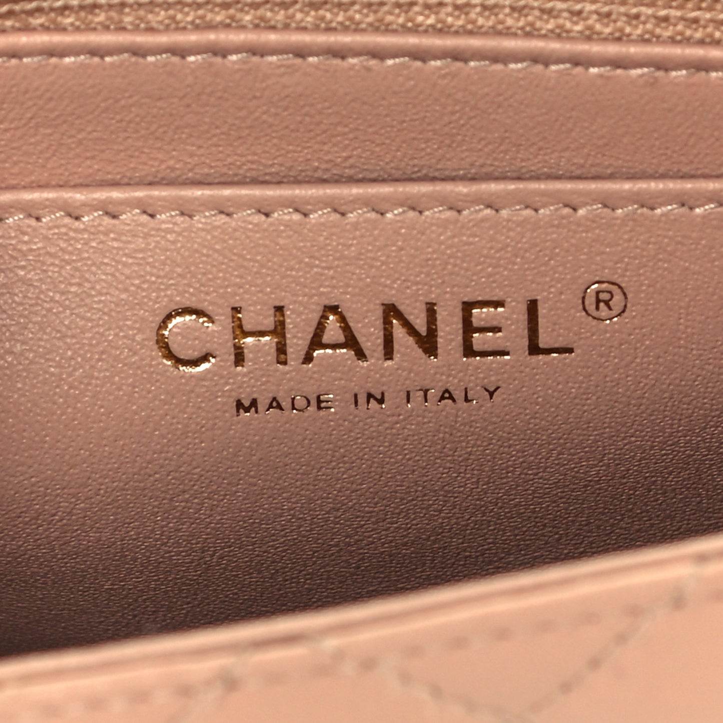 Lambskin Quilted Mini Square Flap Beige