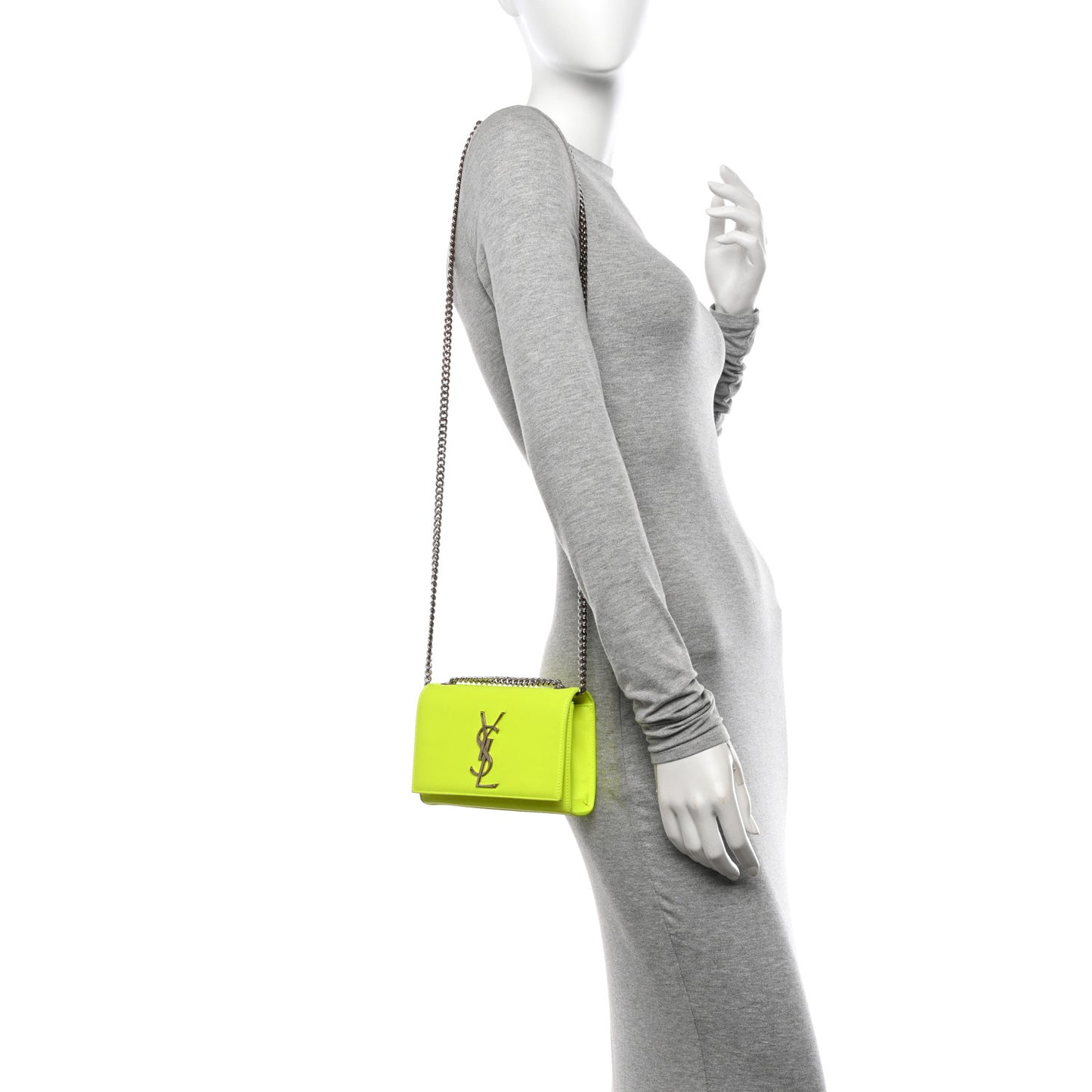 Smooth Calfskin Small Monogram Kate Satchel Neon Yellow