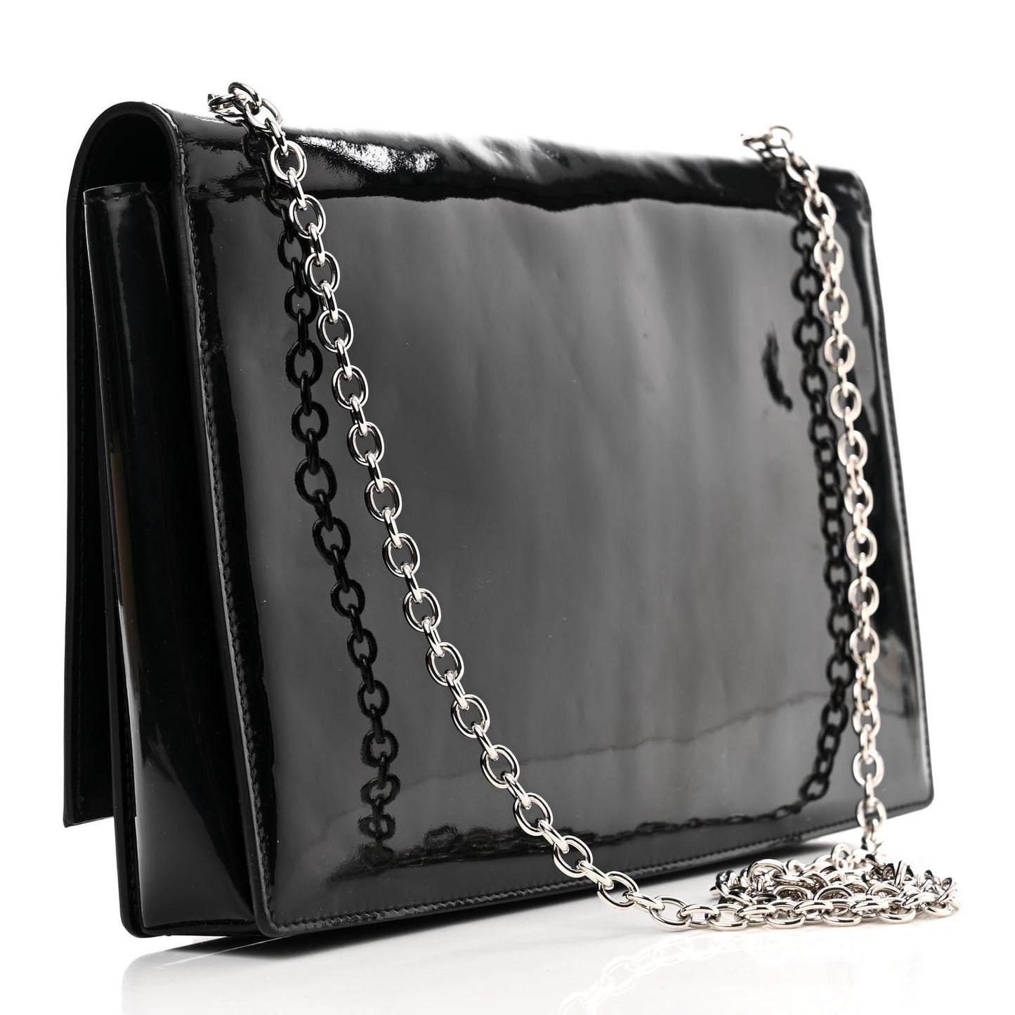 Patent Large Ginny Vara Bow Shoulder Bag Black