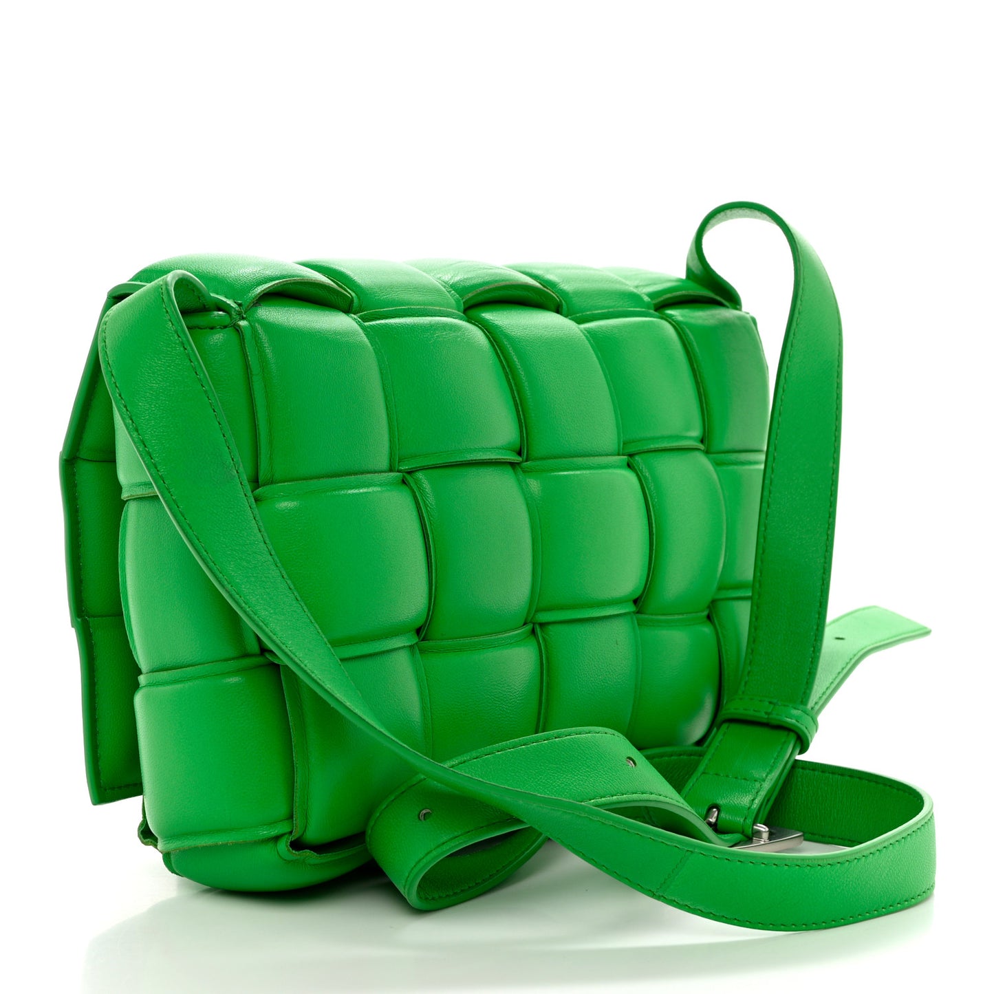 Nappa Maxi Intreccio Padded Cassette Crossbody Bag Parakeet