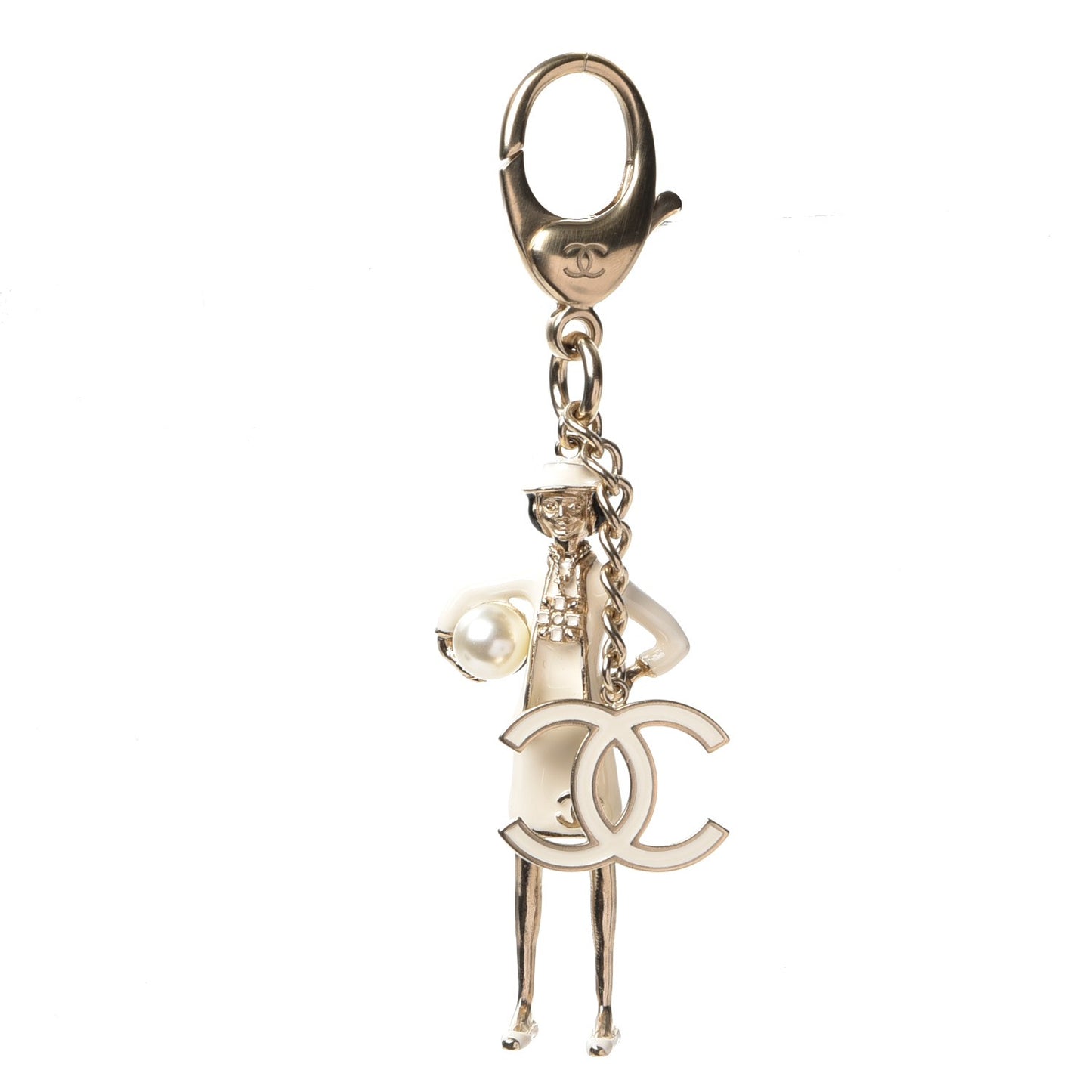 Enamel Pearl Coco Bag Charm Gold