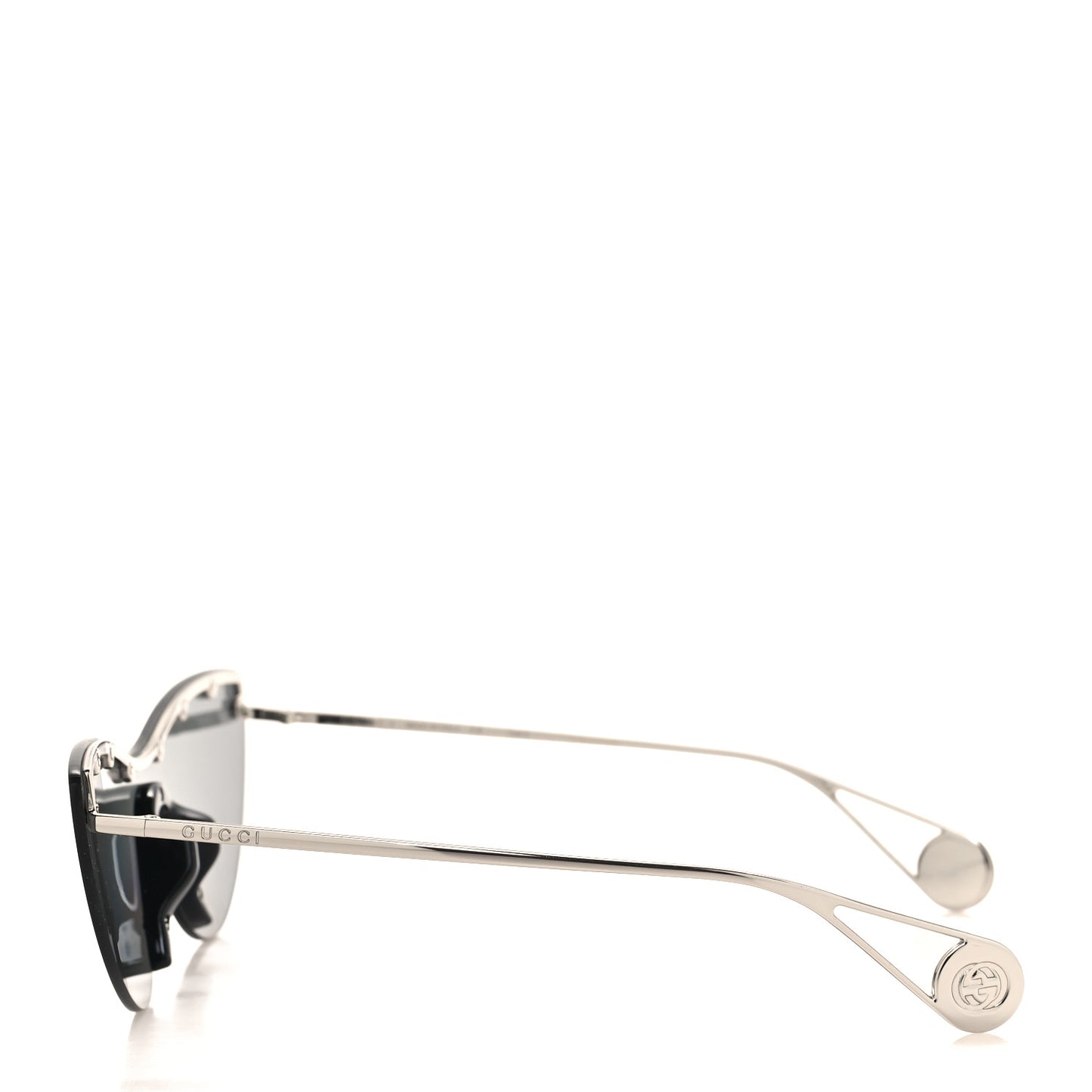 Metal Rimless Star Studded 90mm Cat Eye GG0666S Sunglasses Mirror Silver