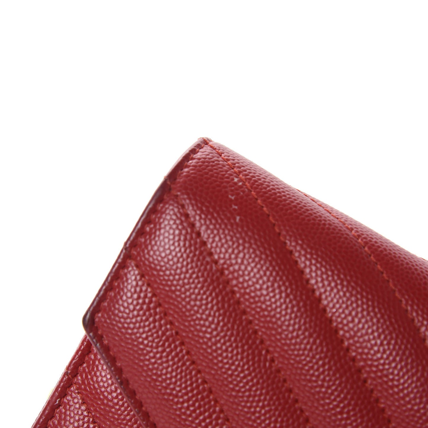 Grain De Poudre Matelasse Chevron Monogram Chain Wallet Red
