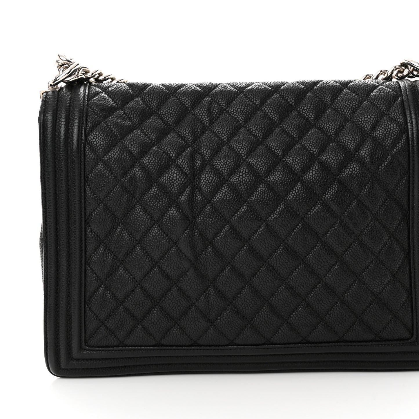 Caviar Quilted Large Boy Flap Black