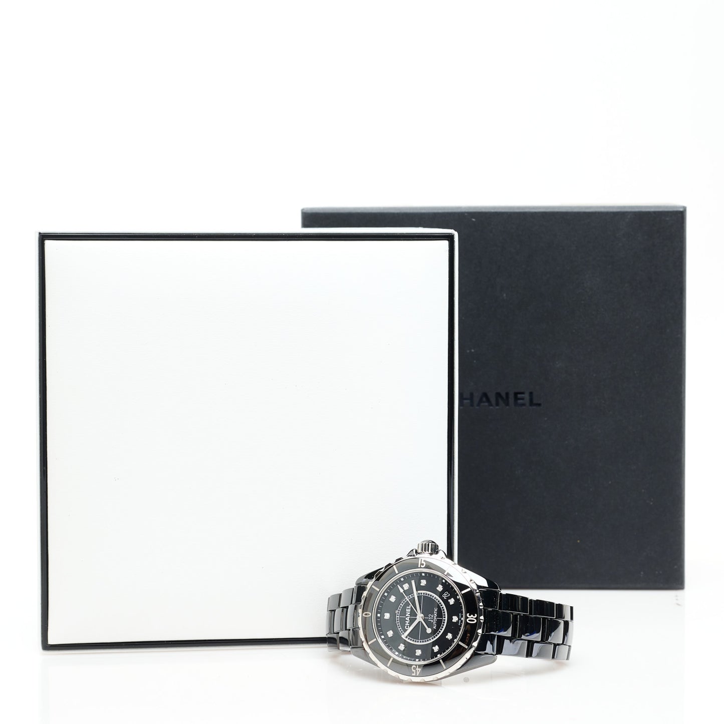 Stainless Steel Ceramic Diamond 38mm J12 Automatic Watch Black