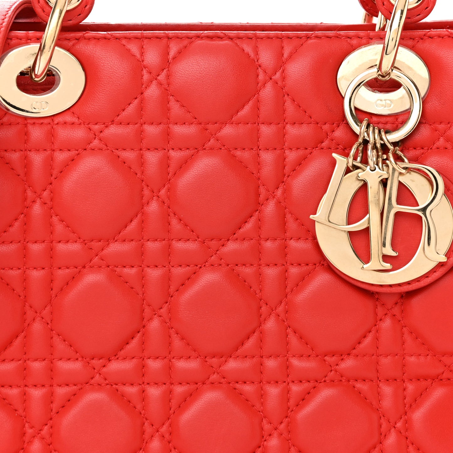 Lambskin Cannage Medium Lady Dior Red