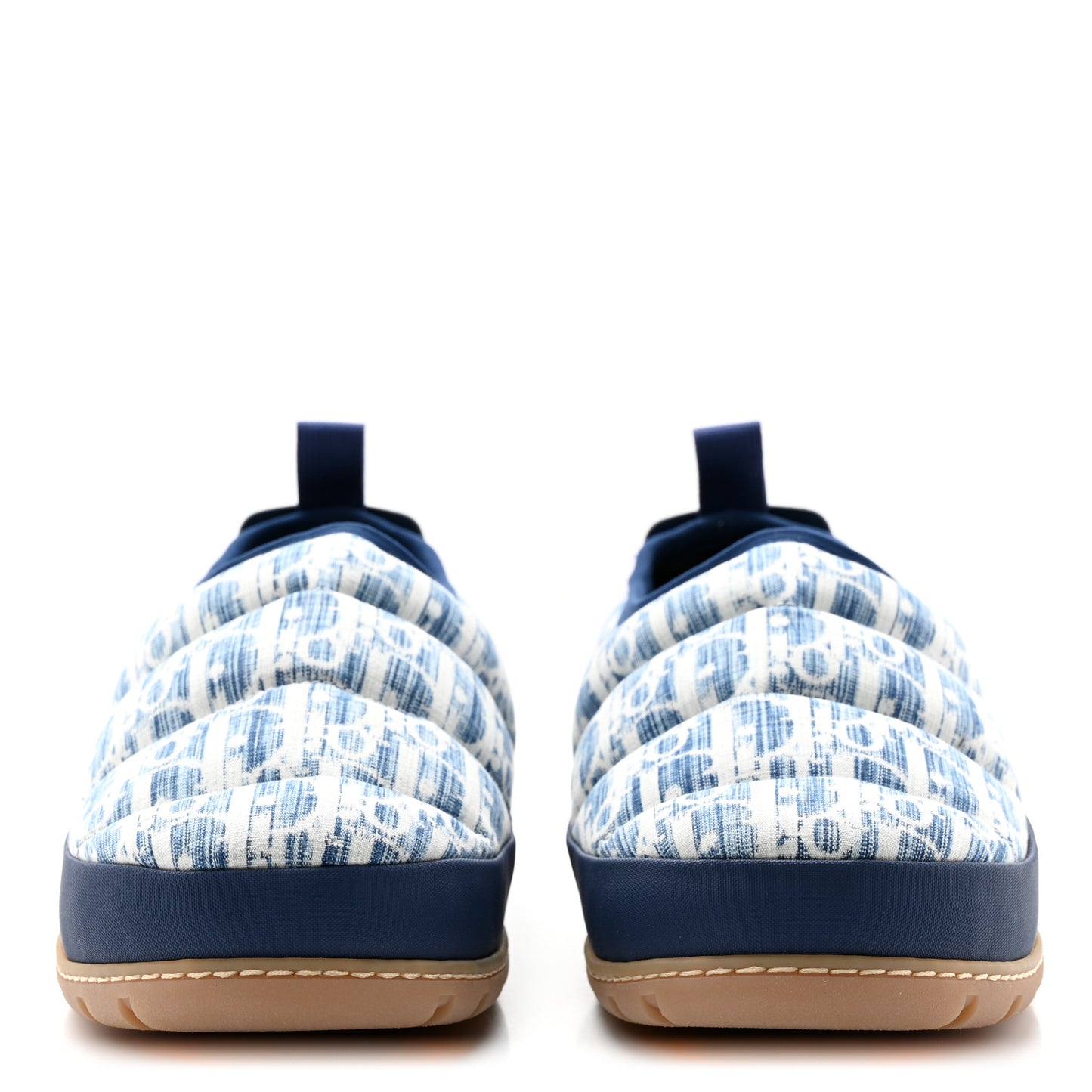 Nylon Oblique Mens Puffy Slippers 41 Blue White