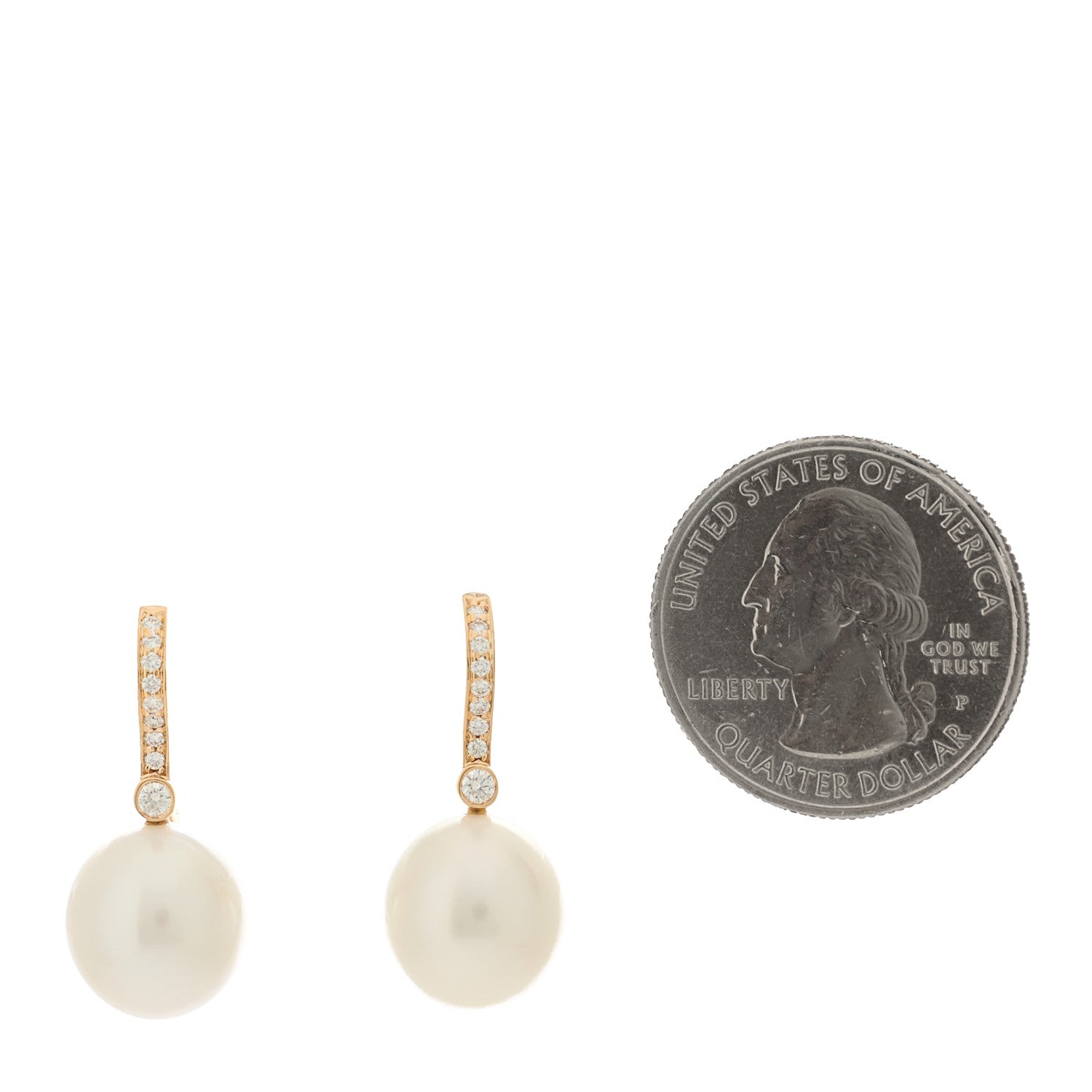 Tiffany 18K Rose Gold Diamond South Sea Pearl Noble Drop Earrings 2 of 5