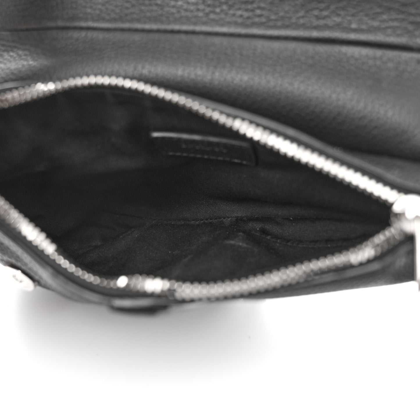 Grained Calfskin Mens Mini Saddle Bag Black