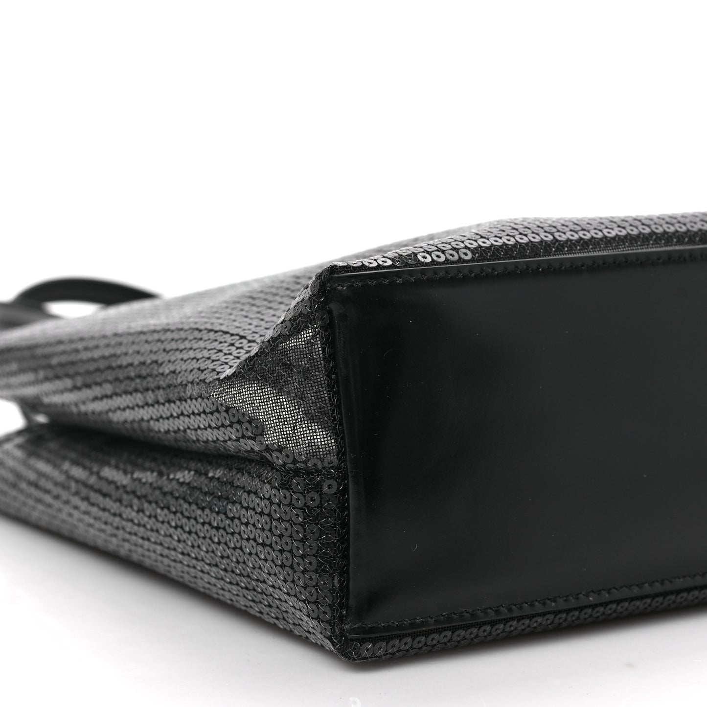 Sequin Mesh Small Tote Bag Black