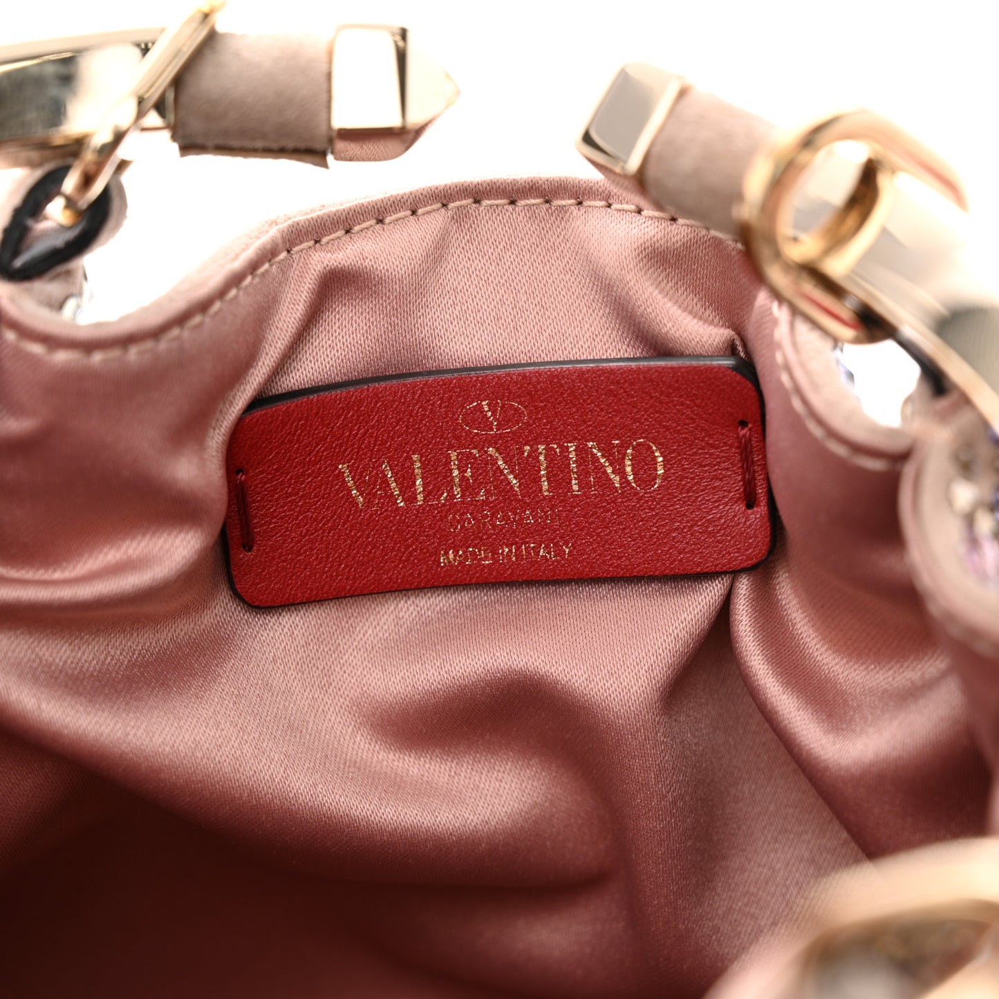 Crystal Suede Bebop Loop Handle Clutch Pink