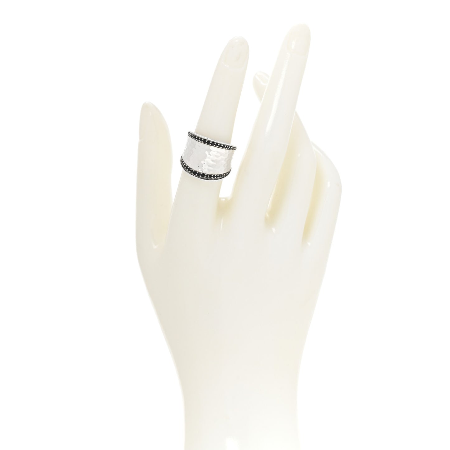 Sterling Silver Black Sapphire Hammered Saddle Ring 54 7