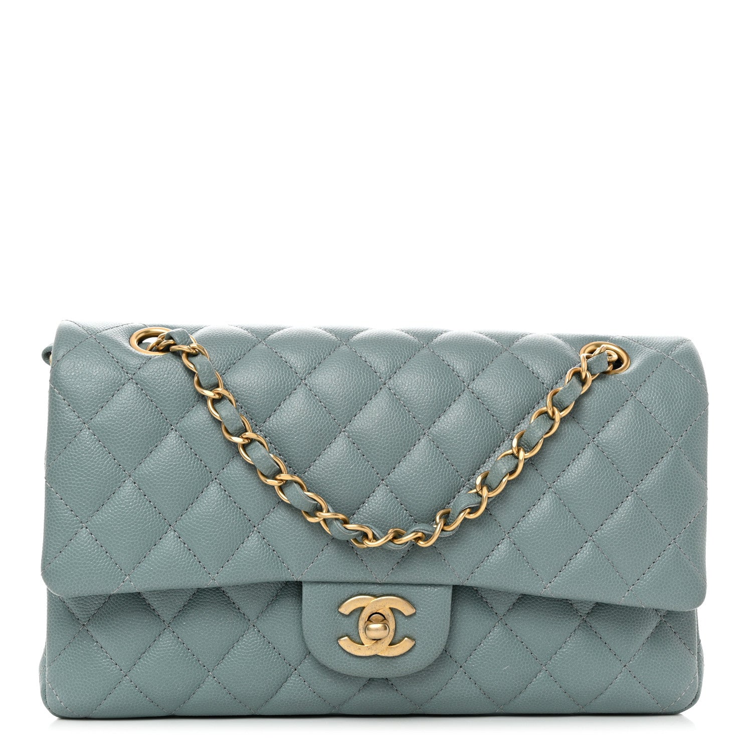 Chanel Iridescent Caviar Quilted Medium Double Flap Light Blue 1 of 10