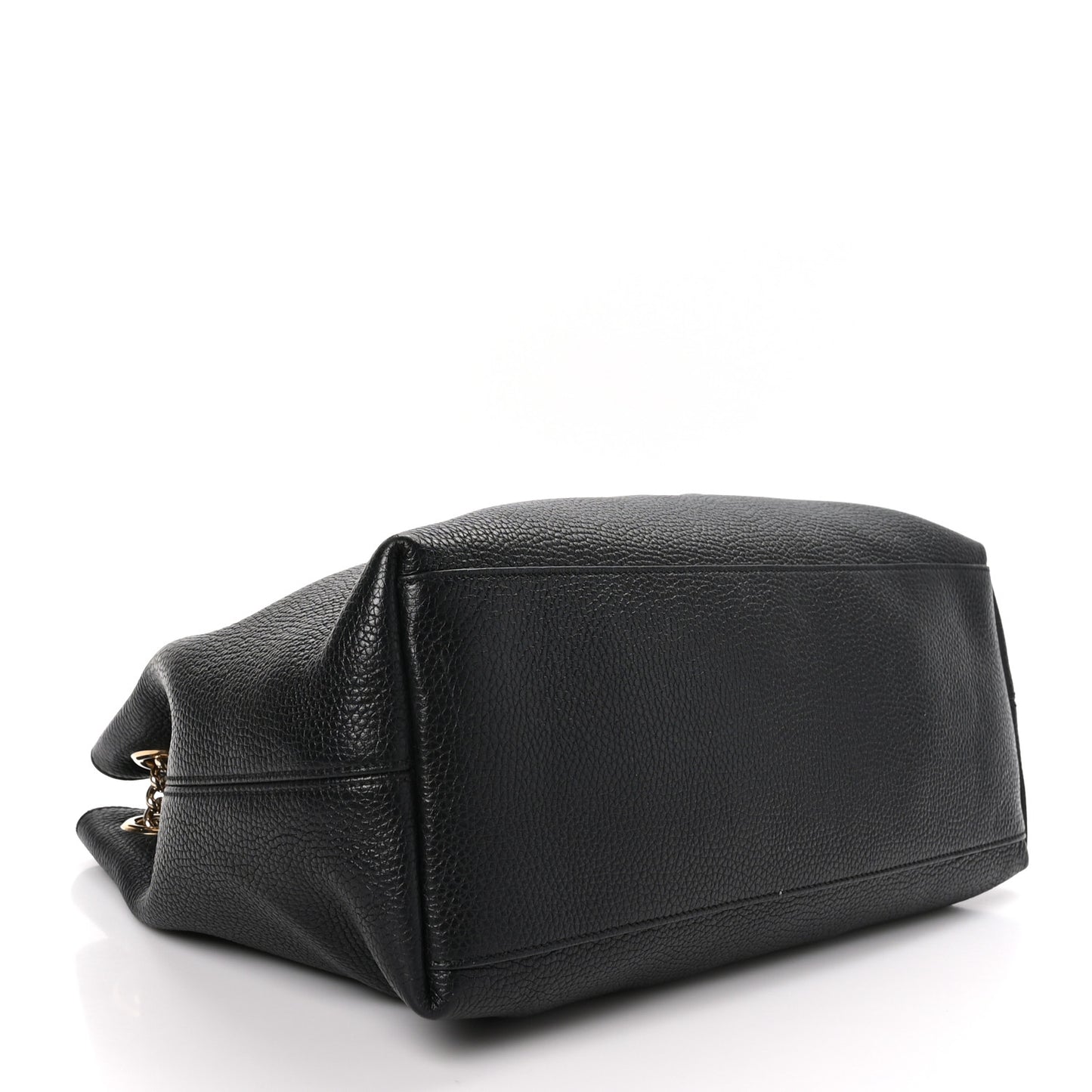 Pebbled Calfskin Medium Soho Chain Shoulder Bag Black