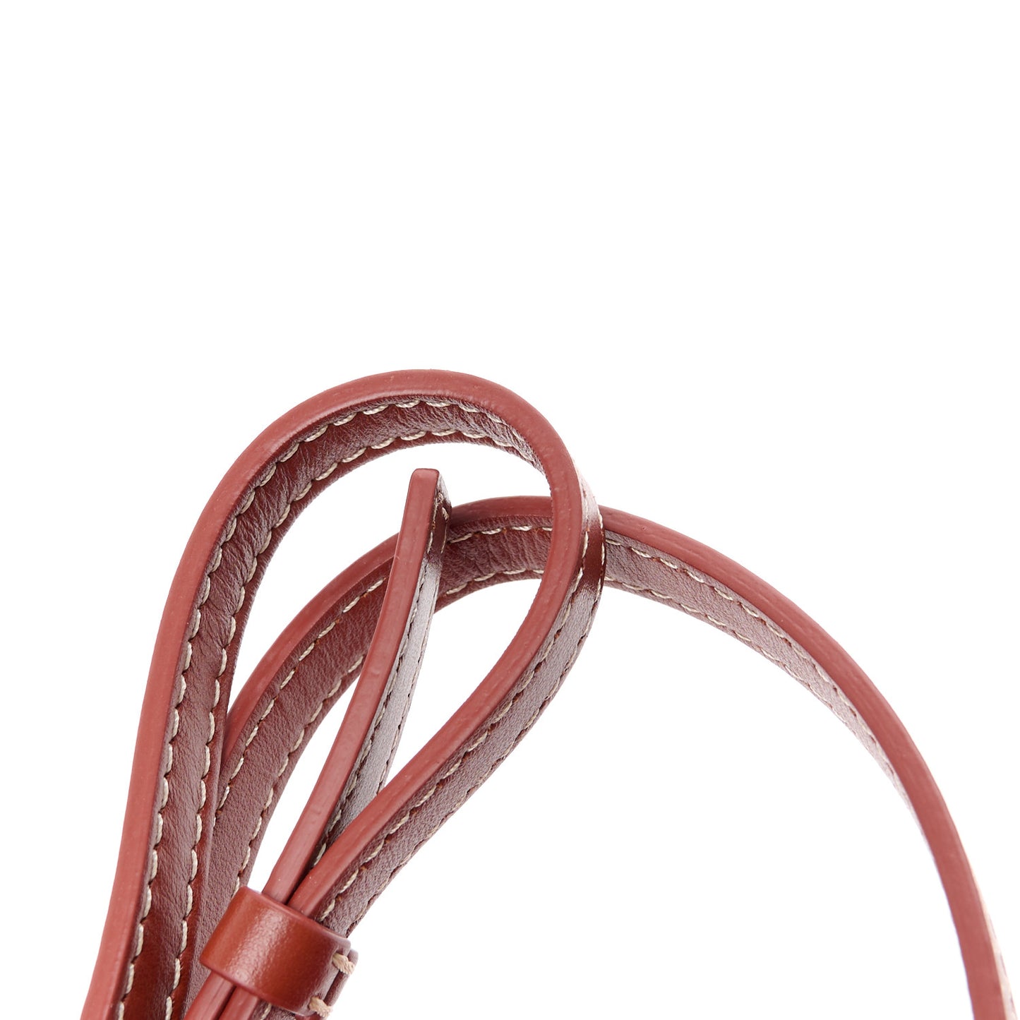 Cotton Calfskin Small Woody Ribbon Tote With Strap Dark Red