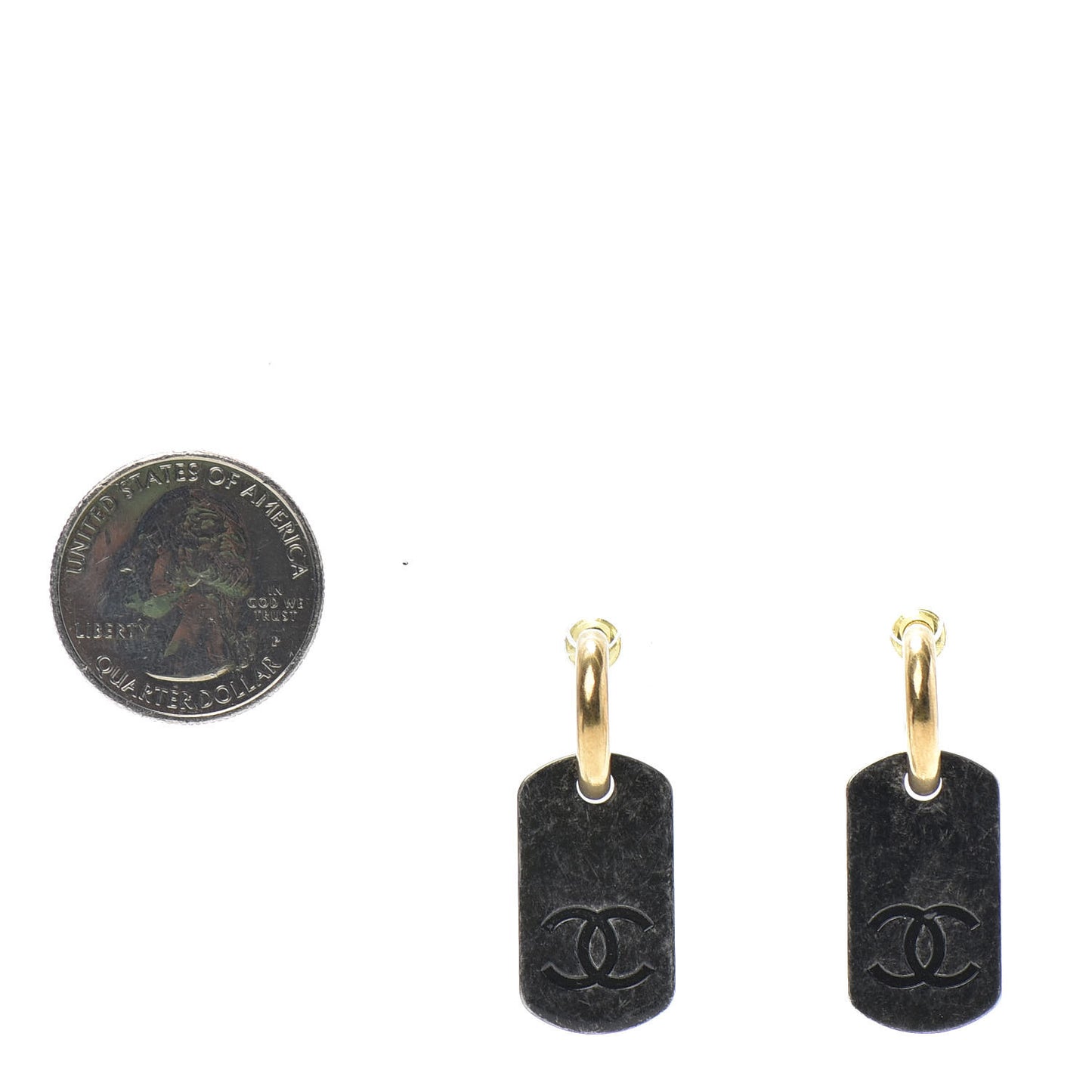 ID Dog Tag Earrings Ruthenium Gold
