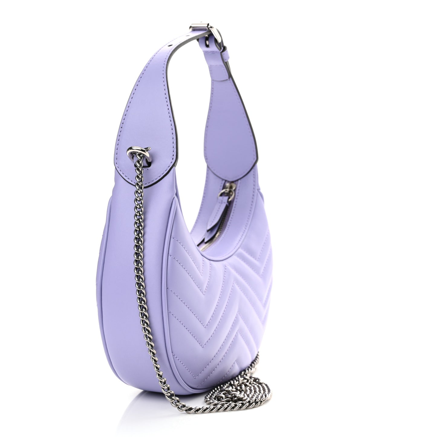 Calfskin Matelasse Mini GG Marmont Half Moon Hobo Lapis