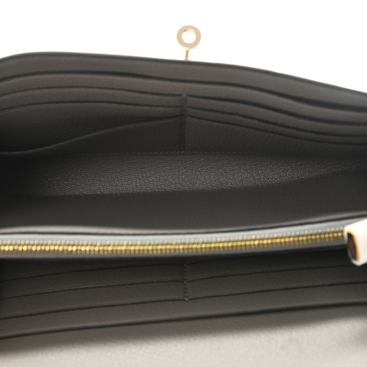 Ostrich Kelly Longue Wallet Gris Tourterelle