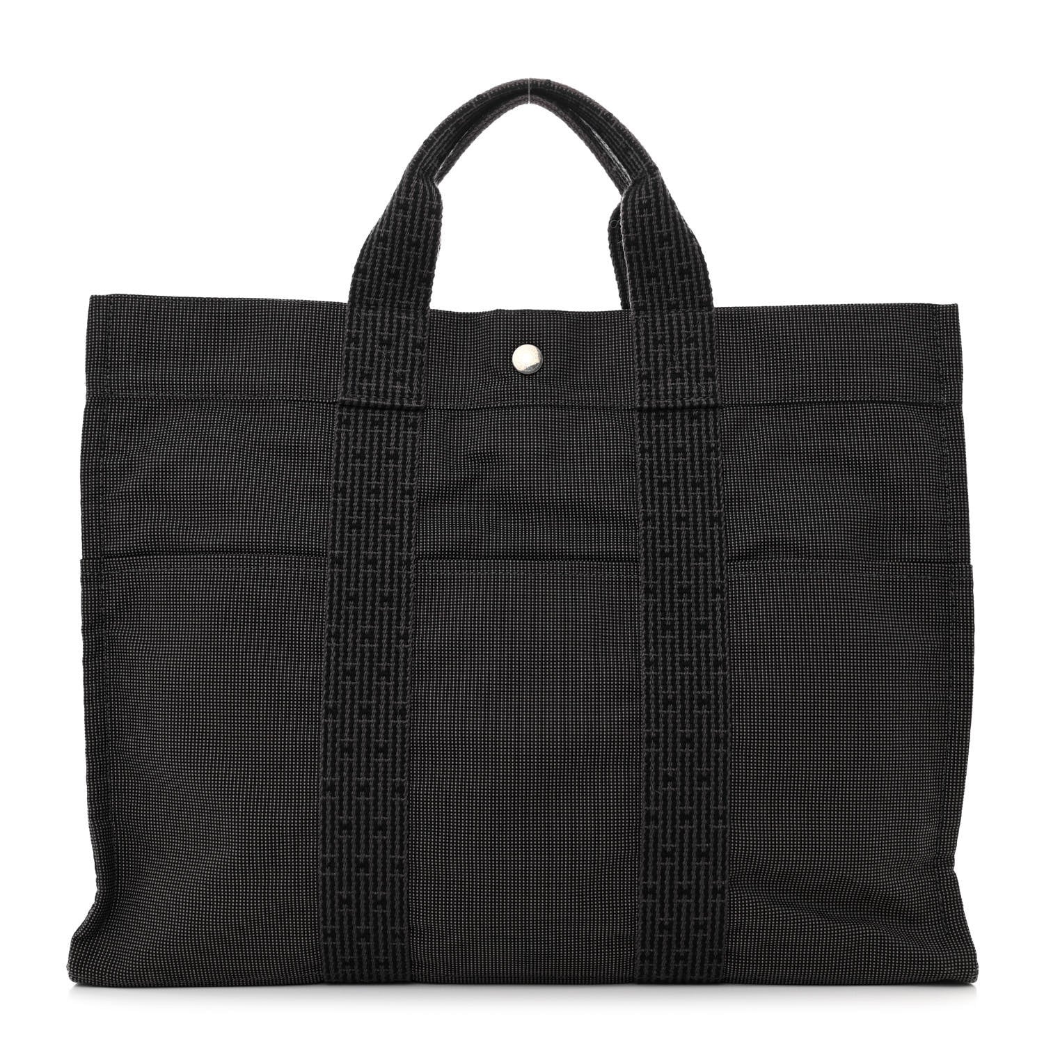 Hermes Toile Fourre Tout MM Grey Black 1 of 12