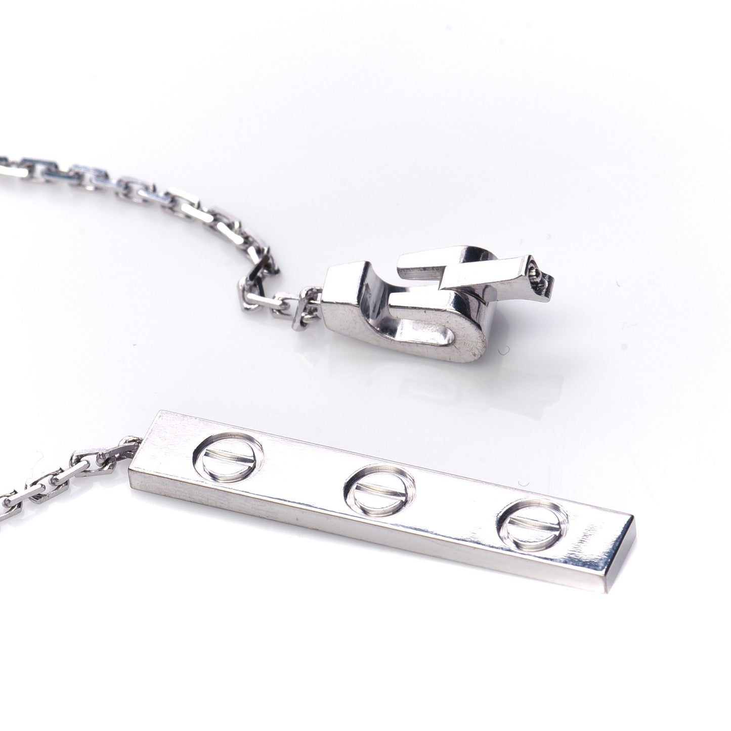 18K White Gold LOVE Lariat Necklace