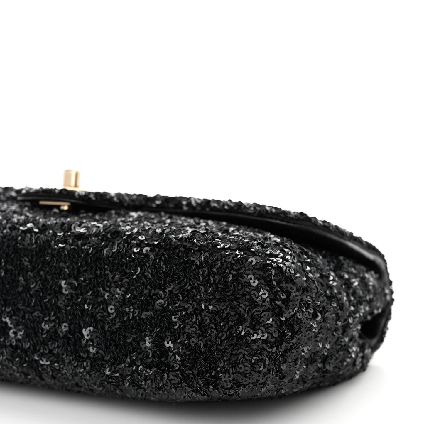 Sequin Embroidered Medium Flap Bag Black